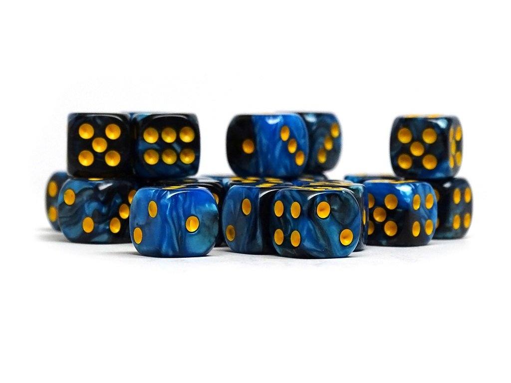 12mm D6 Dice - Blue and Black Swirl - 25 Count Bag - Bards & Cards