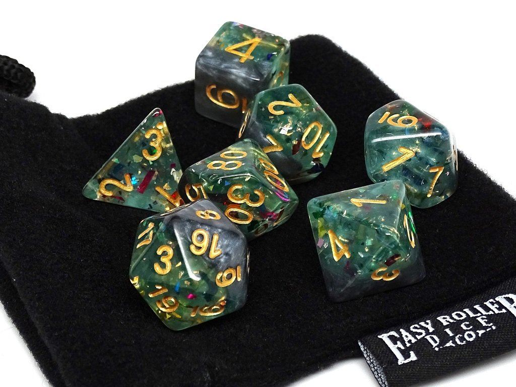 Marble with Green Glitter - Gold Font - 7 Piece Set - Bards & Cards