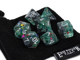 Marble with Green Glitter - Silver Font - 7 Piece Set - Bards & Cards