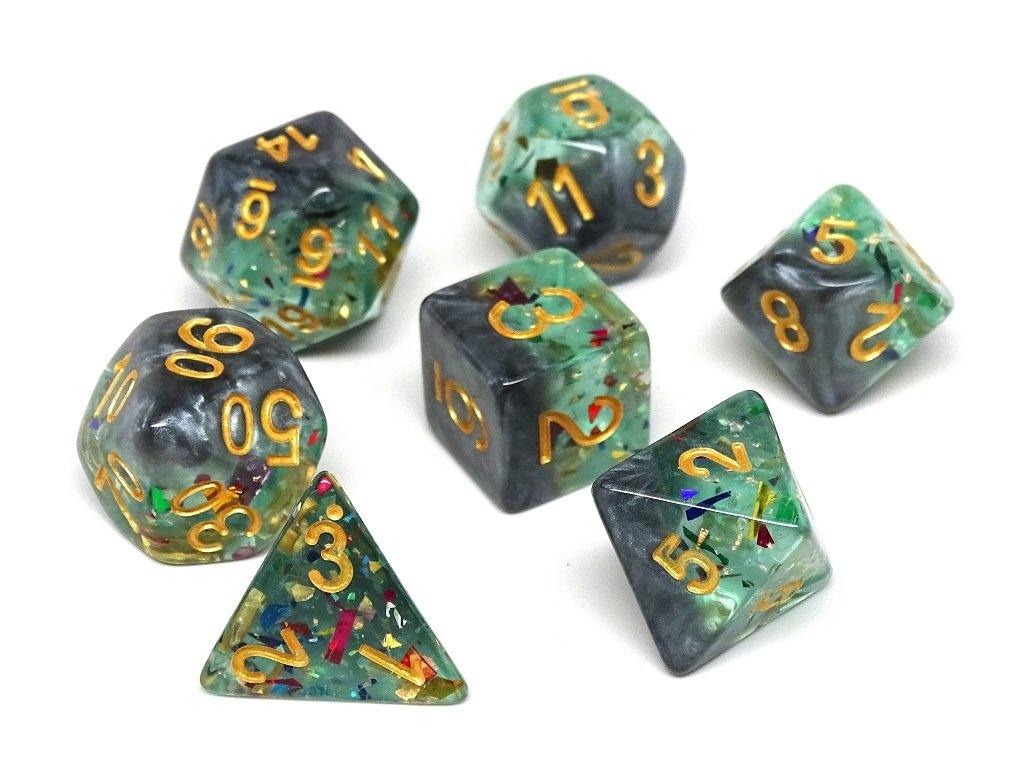 Marble with Green Glitter - Gold Font - 7 Piece Set - Bards & Cards