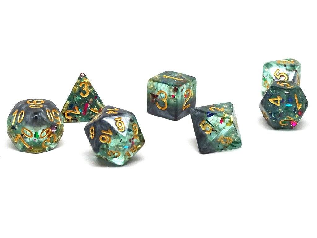 Marble with Green Glitter - Gold Font - 7 Piece Set - Bards & Cards