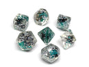 Translucent Neuron Green and Black Dice Collection - 7 Piece Set - Bards & Cards