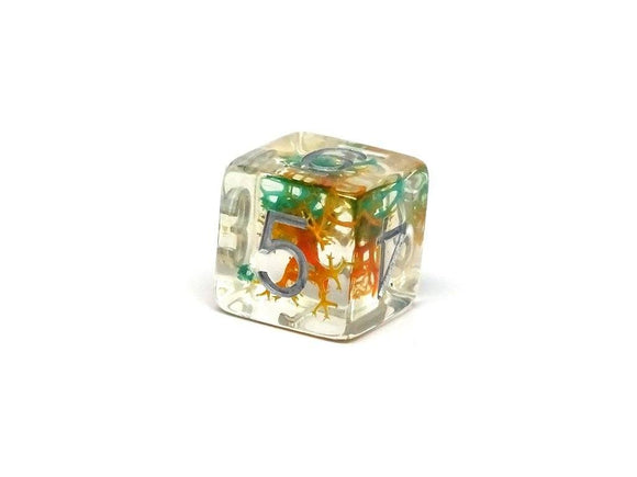 Translucent Neuron Teal and Orange Dice Collection - 7 Piece Set - Bards & Cards