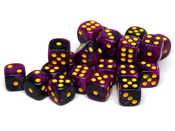 12mm D6 Dice - Purple and Black Swirl - 25 Count Bag - Bards & Cards