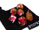 Pink, Brown, and White Marble Dice Collection - 7 Piece Set - Bards & Cards