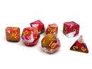 Pink, Brown, and White Marble Dice Collection - 7 Piece Set - Bards & Cards