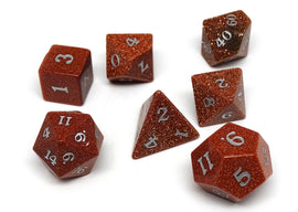 Stone Dice Collection - Goldstone - Signature Font - Bards & Cards