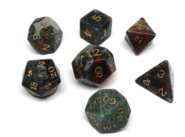 Stone Dice Collection - African Bloodstone - Signature Font - Bards & Cards