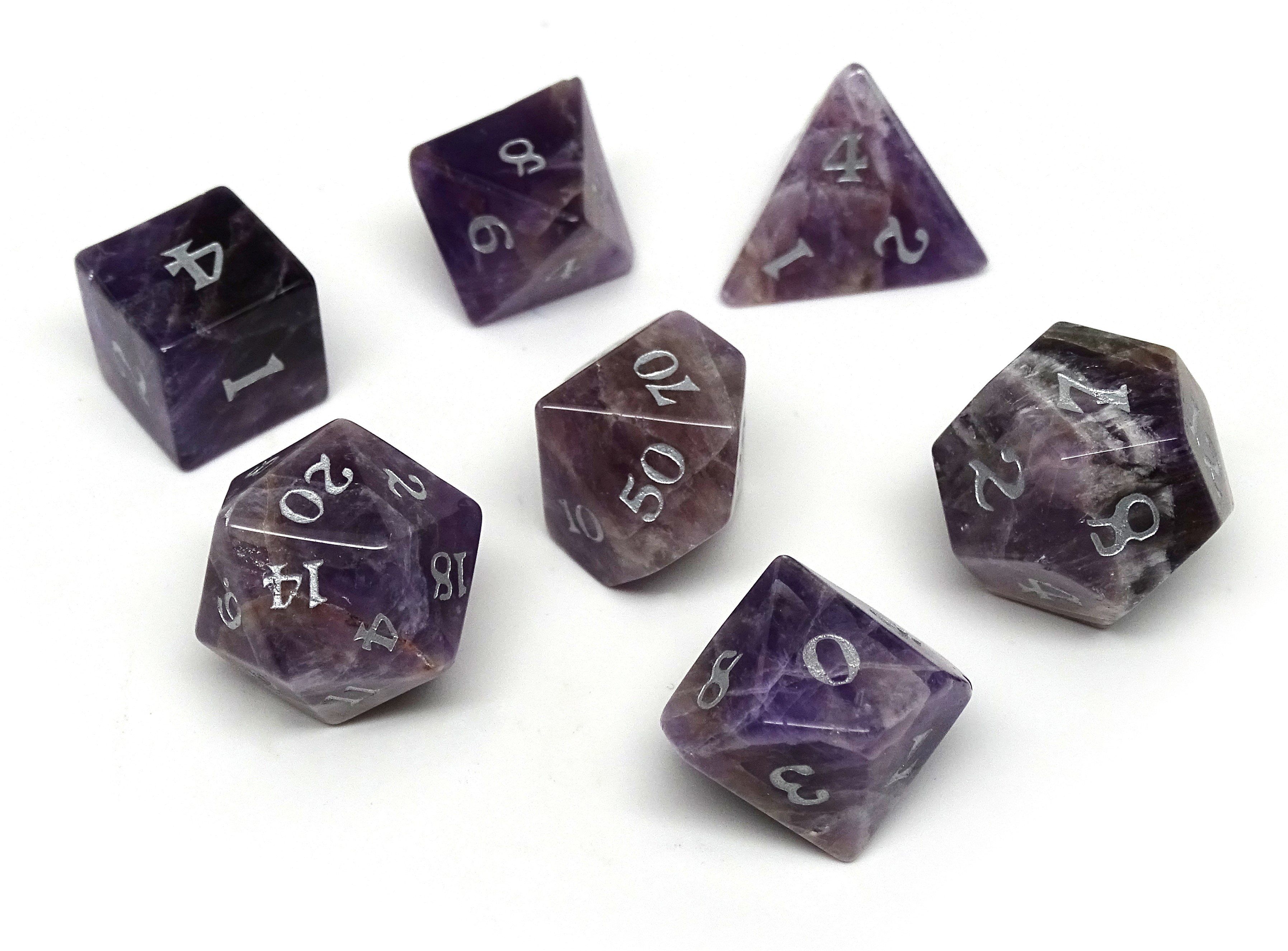 Amethyst Dice Set - Signature Font - Bards & Cards