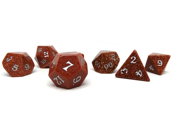 Stone Dice Collection - Goldstone - Signature Font - Bards & Cards