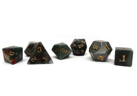 Stone Dice Collection - African Bloodstone - Signature Font - Bards & Cards