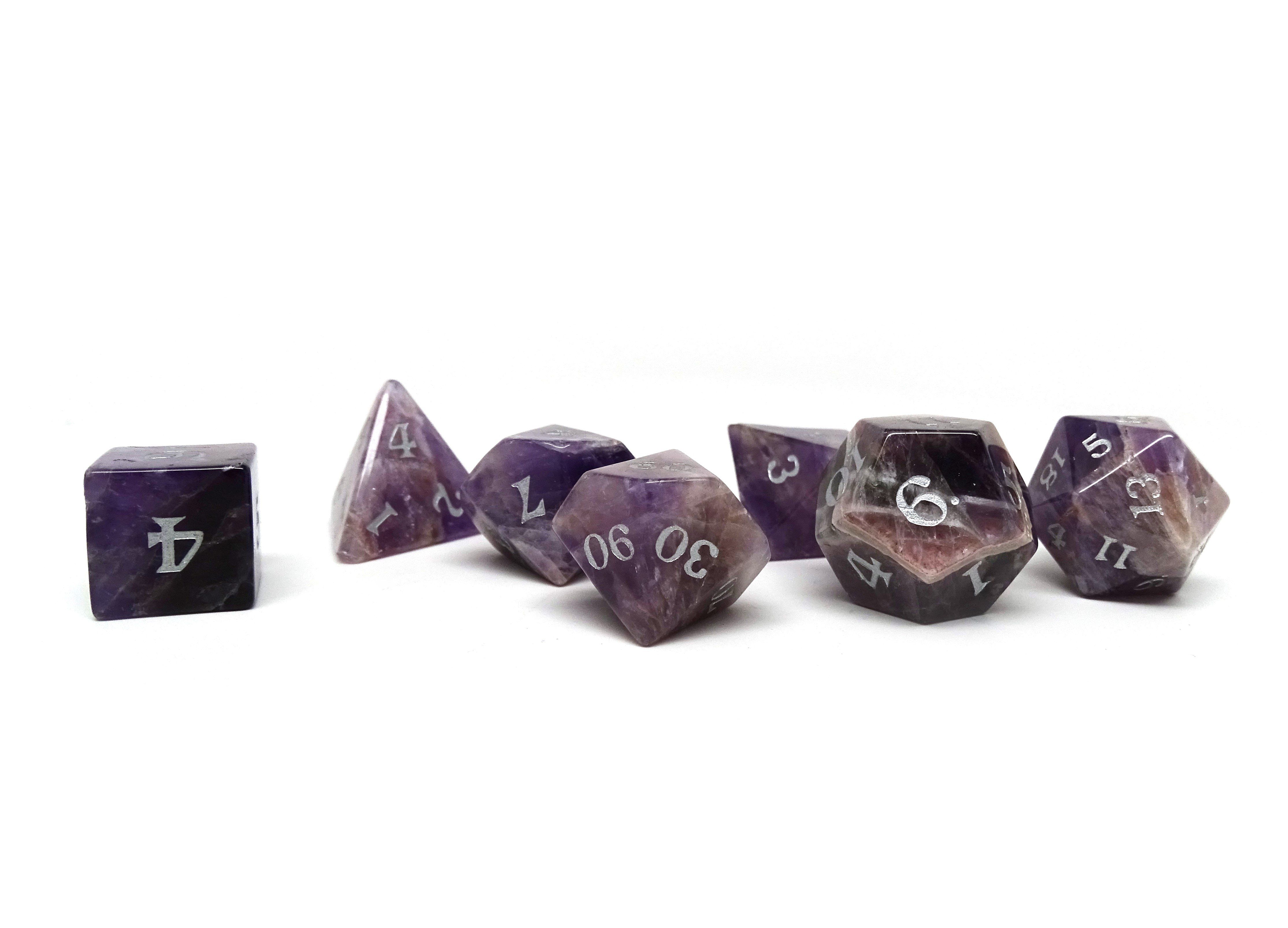 Amethyst Dice Set - Signature Font - Bards & Cards