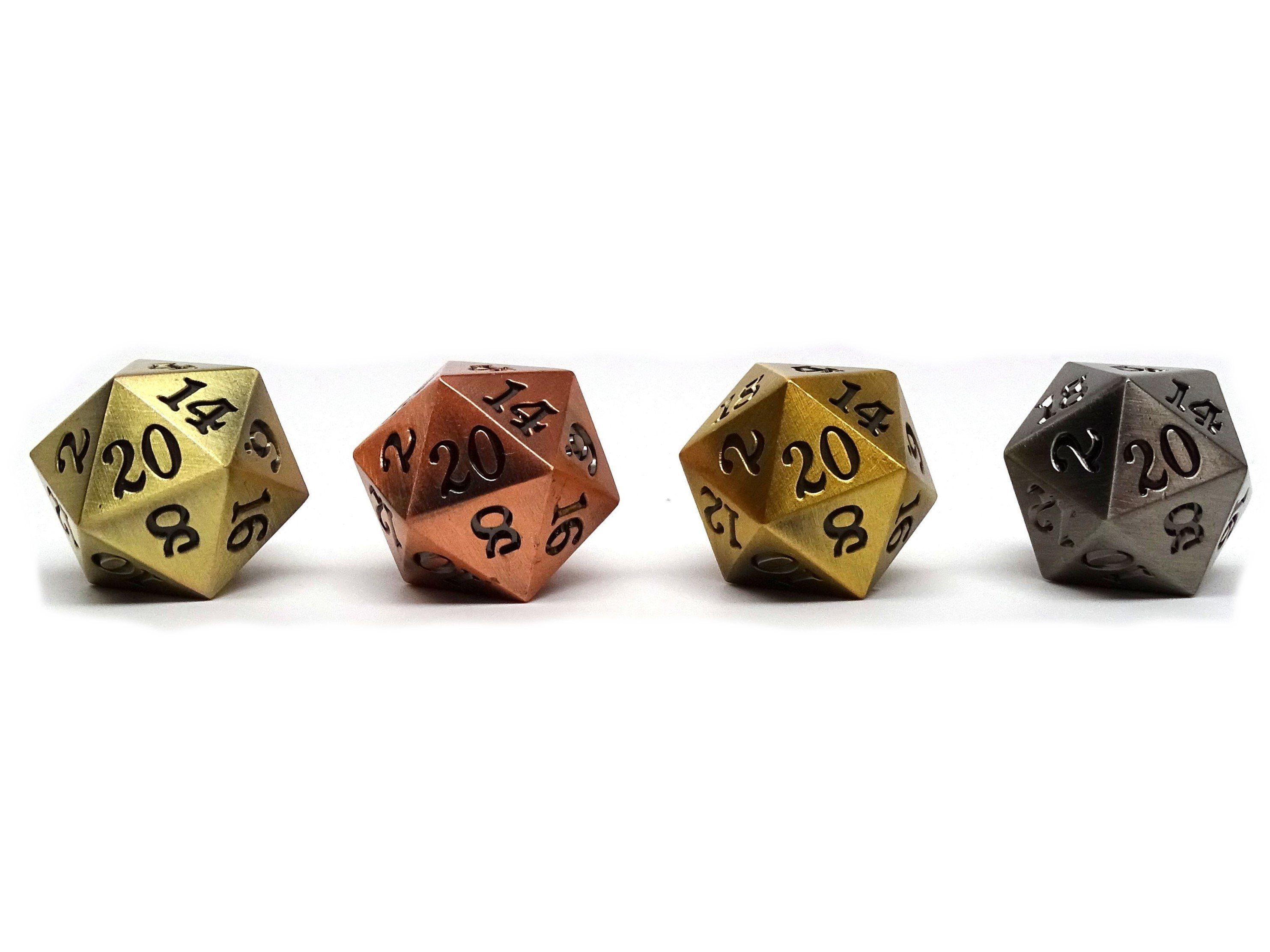 4 Pack Legendary Metal D20 Dice Set - Bards & Cards