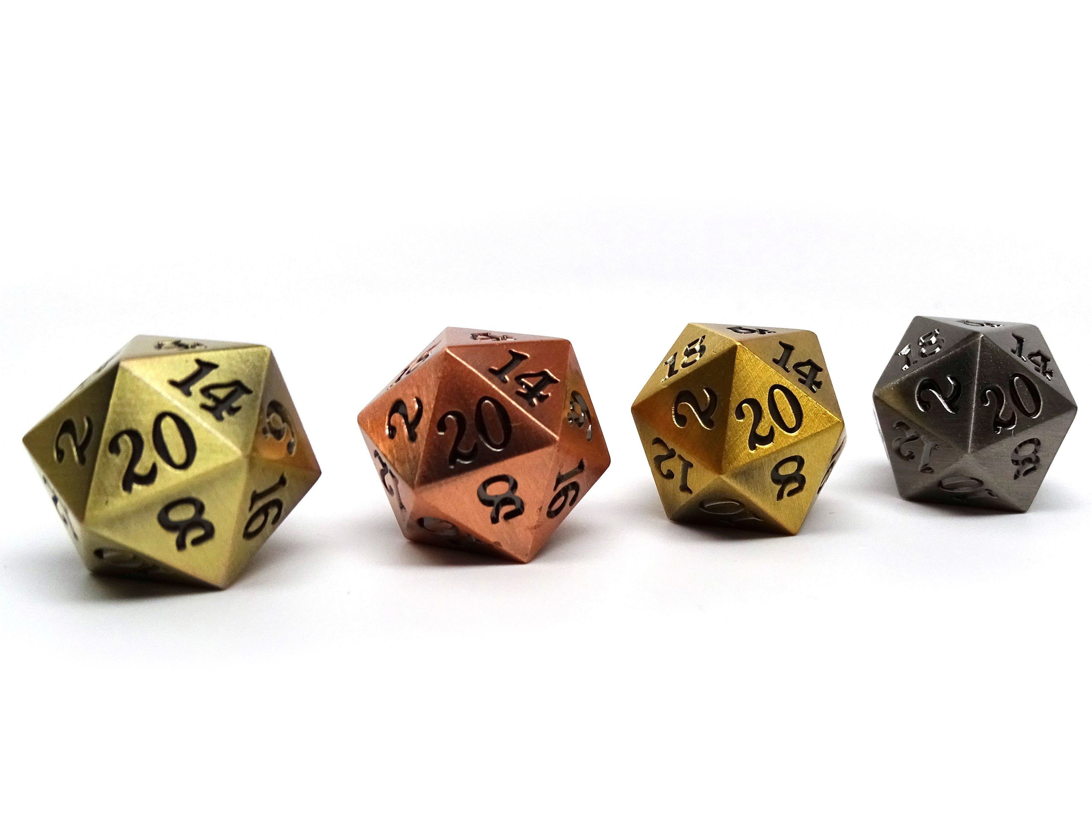 4 Pack Legendary Metal D20 Dice Set - Bards & Cards