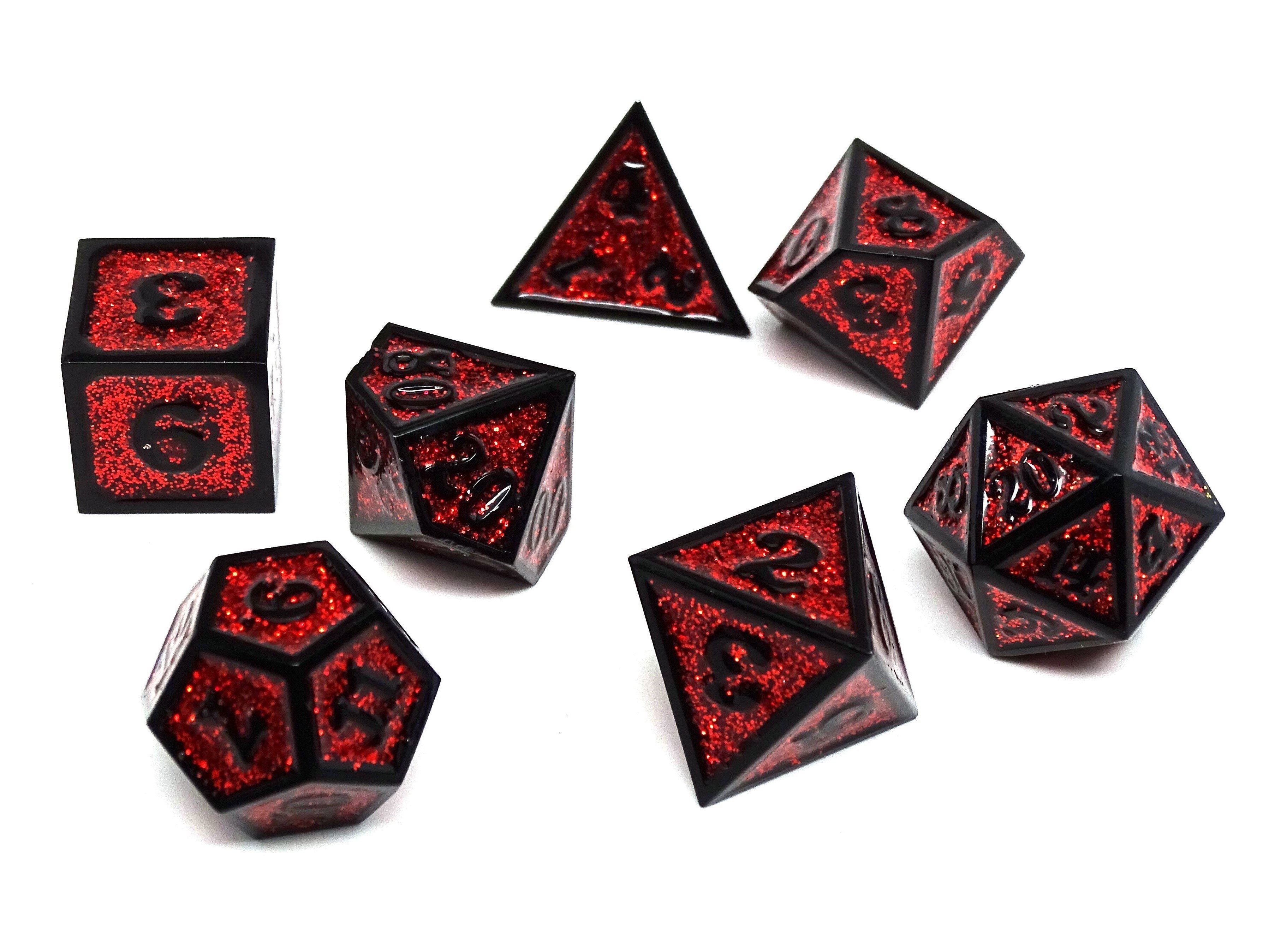 Heroic Dice of Metallic Luster - Red with Black Font - Bards & Cards