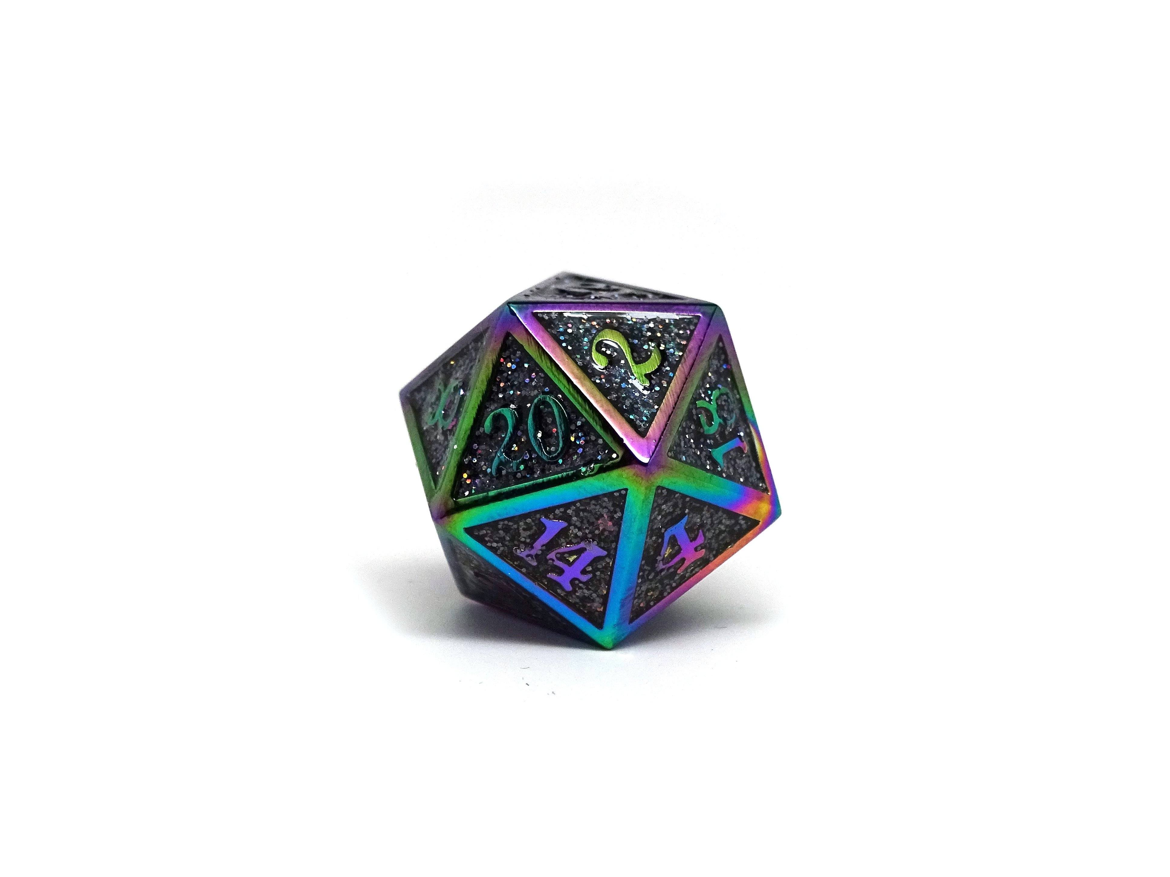 Heroic Dice of Metallic Luster - Single D20 Dice - Multicolor - Bards & Cards