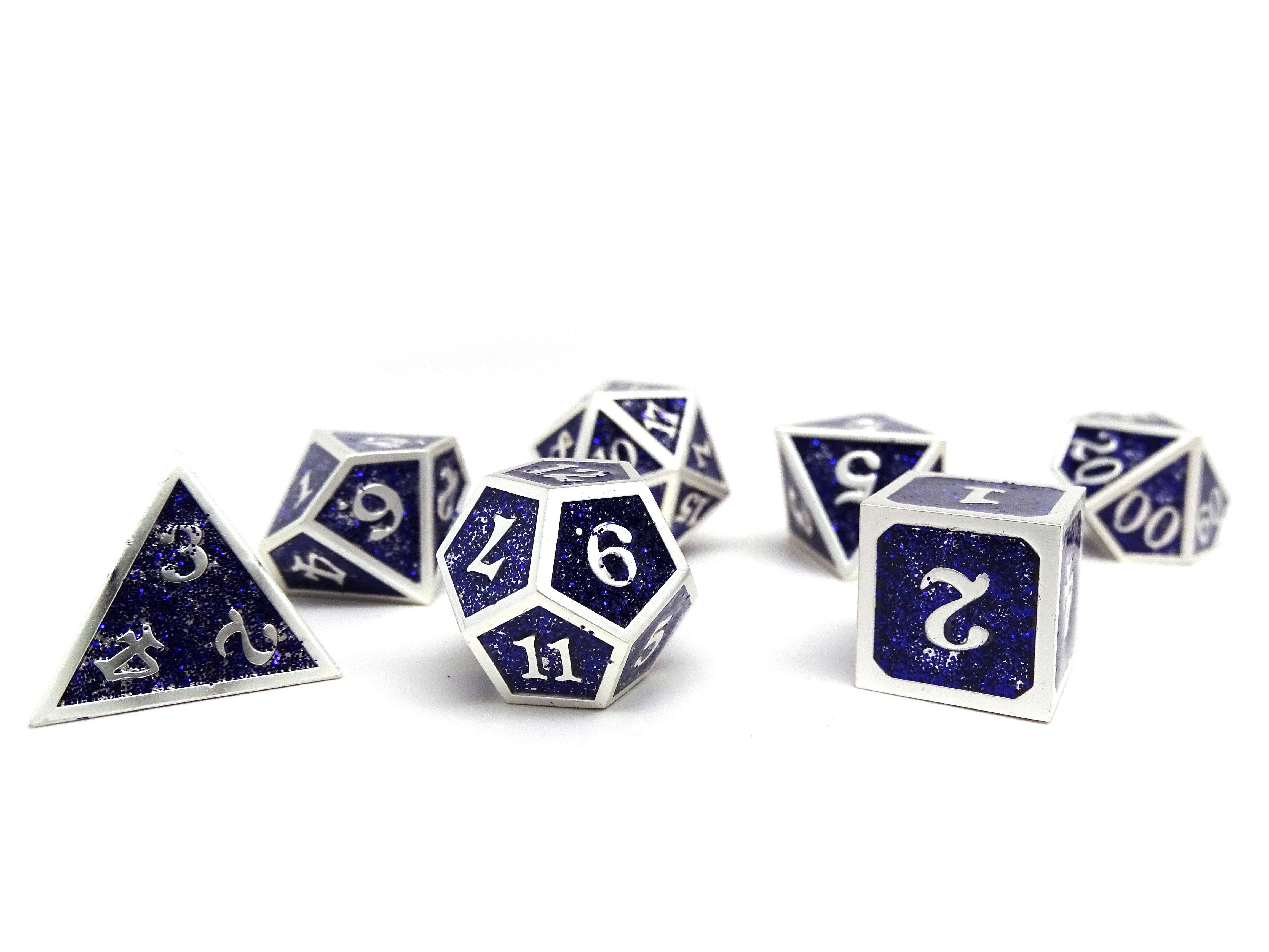 Heroic Dice of Metallic Luster - Purple with Silver Font - Bards & Cards