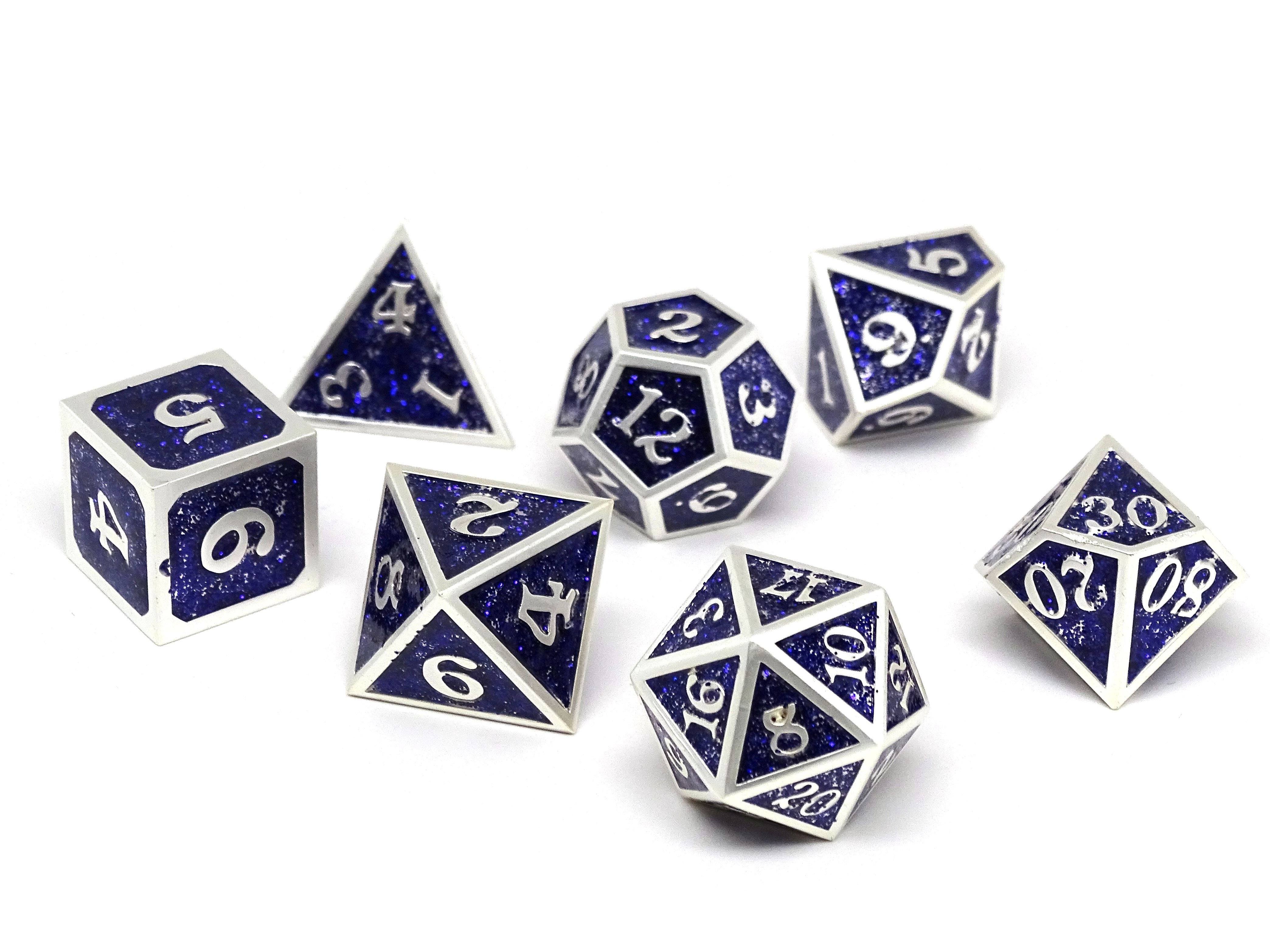 Heroic Dice of Metallic Luster - Purple with Silver Font - Bards & Cards