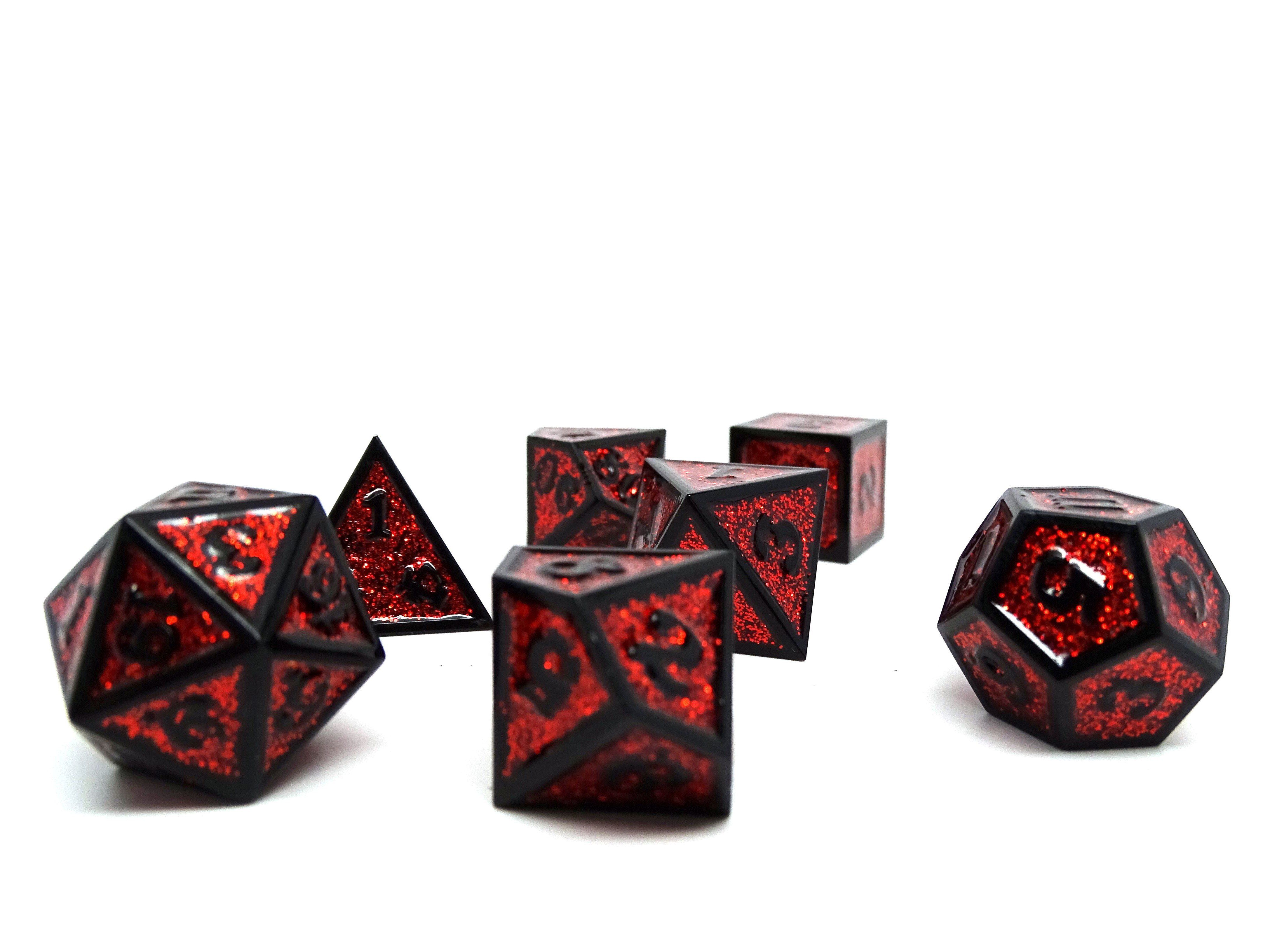 Heroic Dice of Metallic Luster - Red with Black Font - Bards & Cards