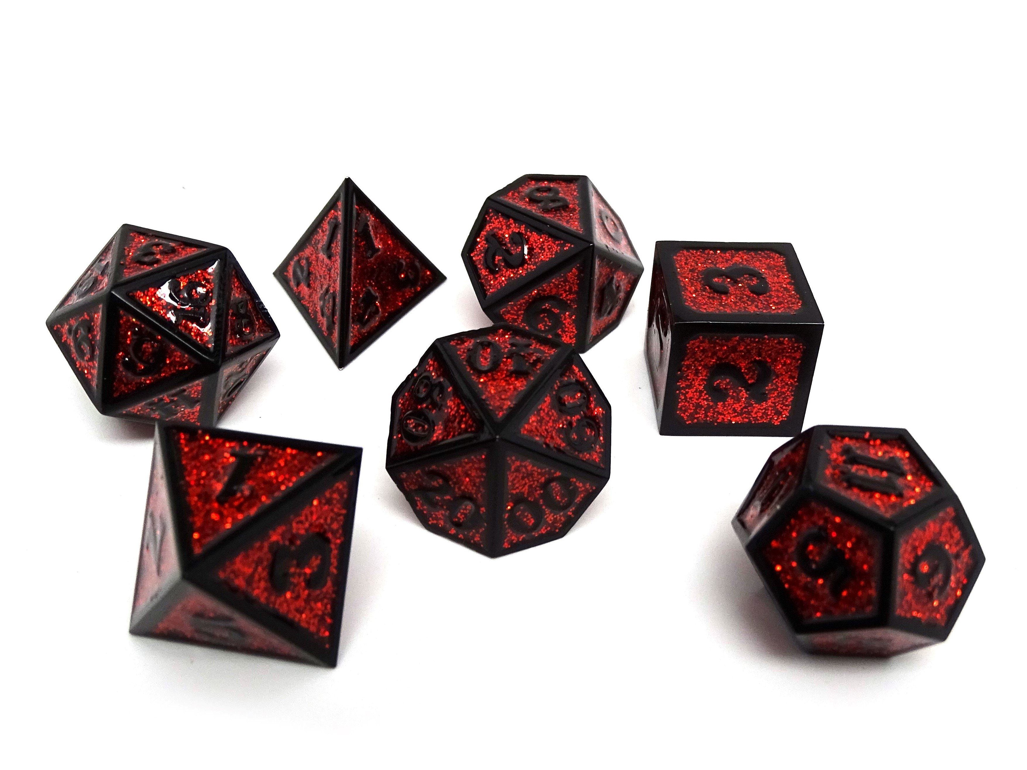 Heroic Dice of Metallic Luster - Red with Black Font - Bards & Cards