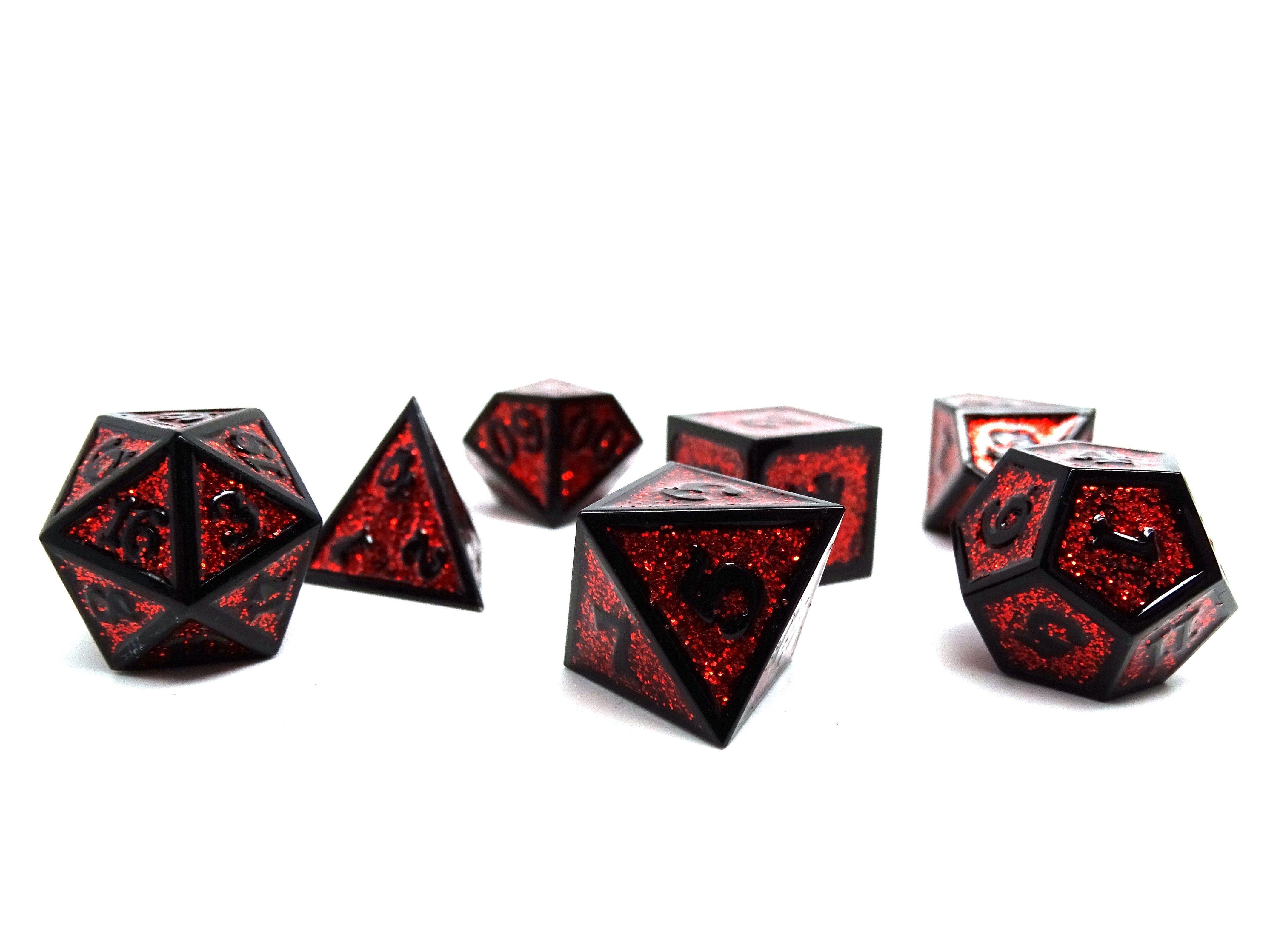 Heroic Dice of Metallic Luster - Red with Black Font - Bards & Cards