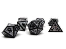 Heroic Dice of Metallic Luster -  Silver with Black Font - Bards & Cards