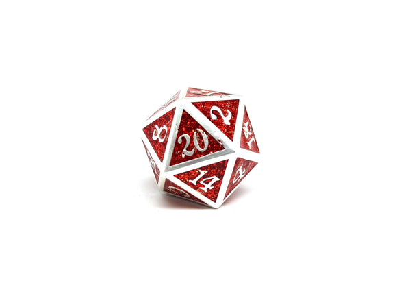 Heroic Dice of Metallic Luster - Red with Silver Font - Bards & Cards