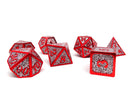 Heroic Dice of Metallic Luster -  Silver with Red Font - Bards & Cards