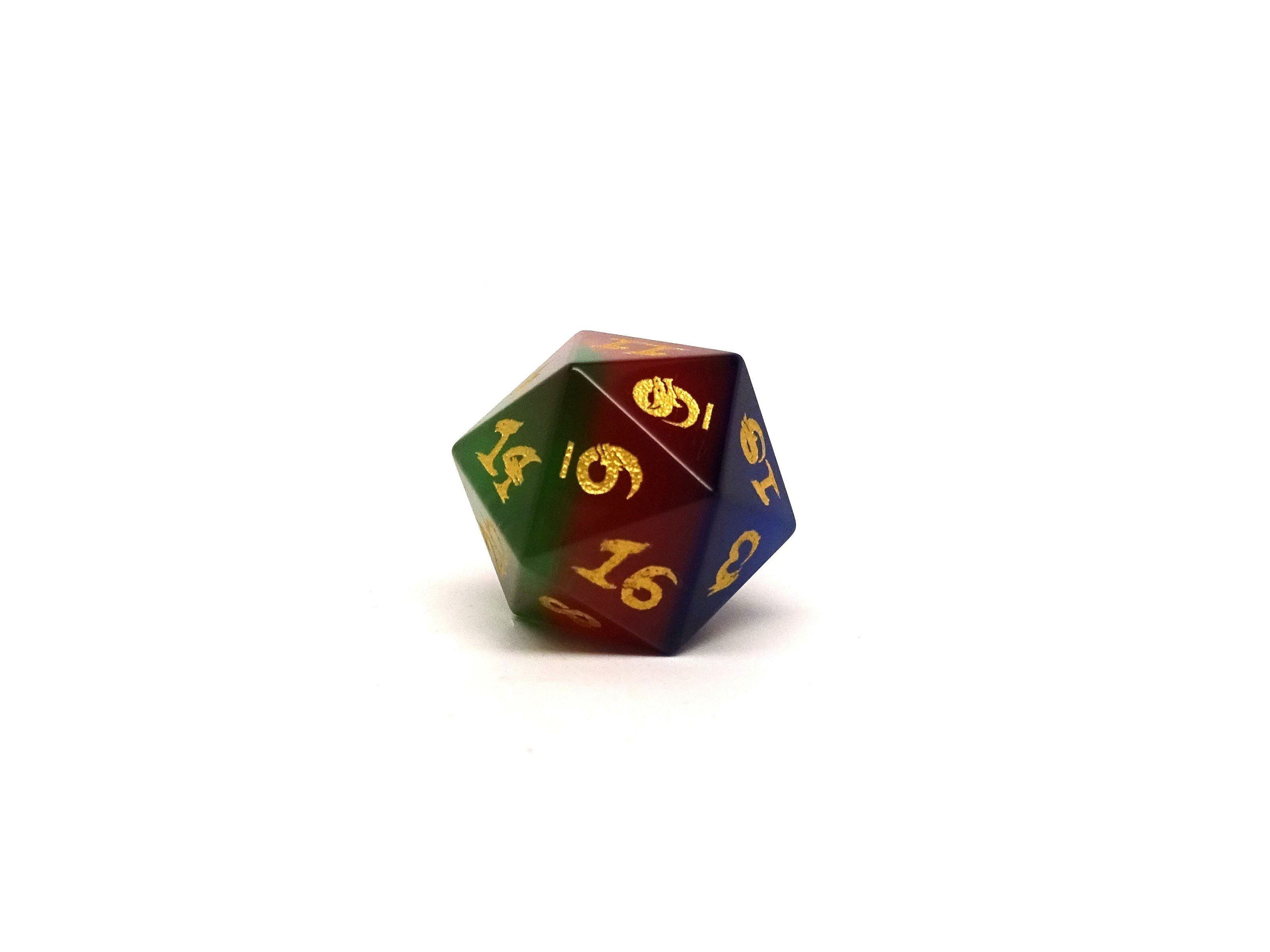 3 Tone Cat's Eye Dice Set With Dragon Font - Bards & Cards