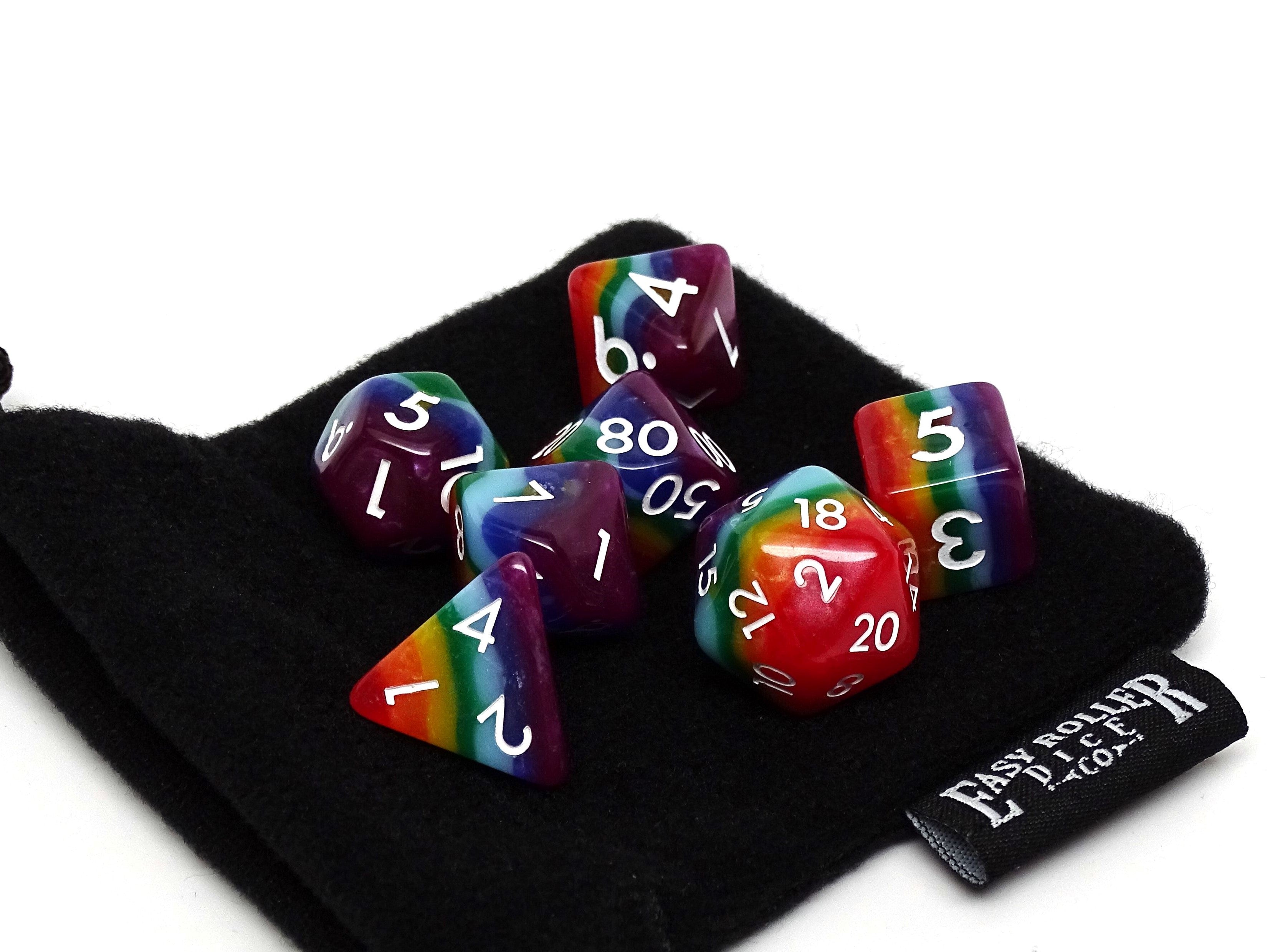 7 Tone Multi-color Dice Collection - 7 Piece Set - Bards & Cards