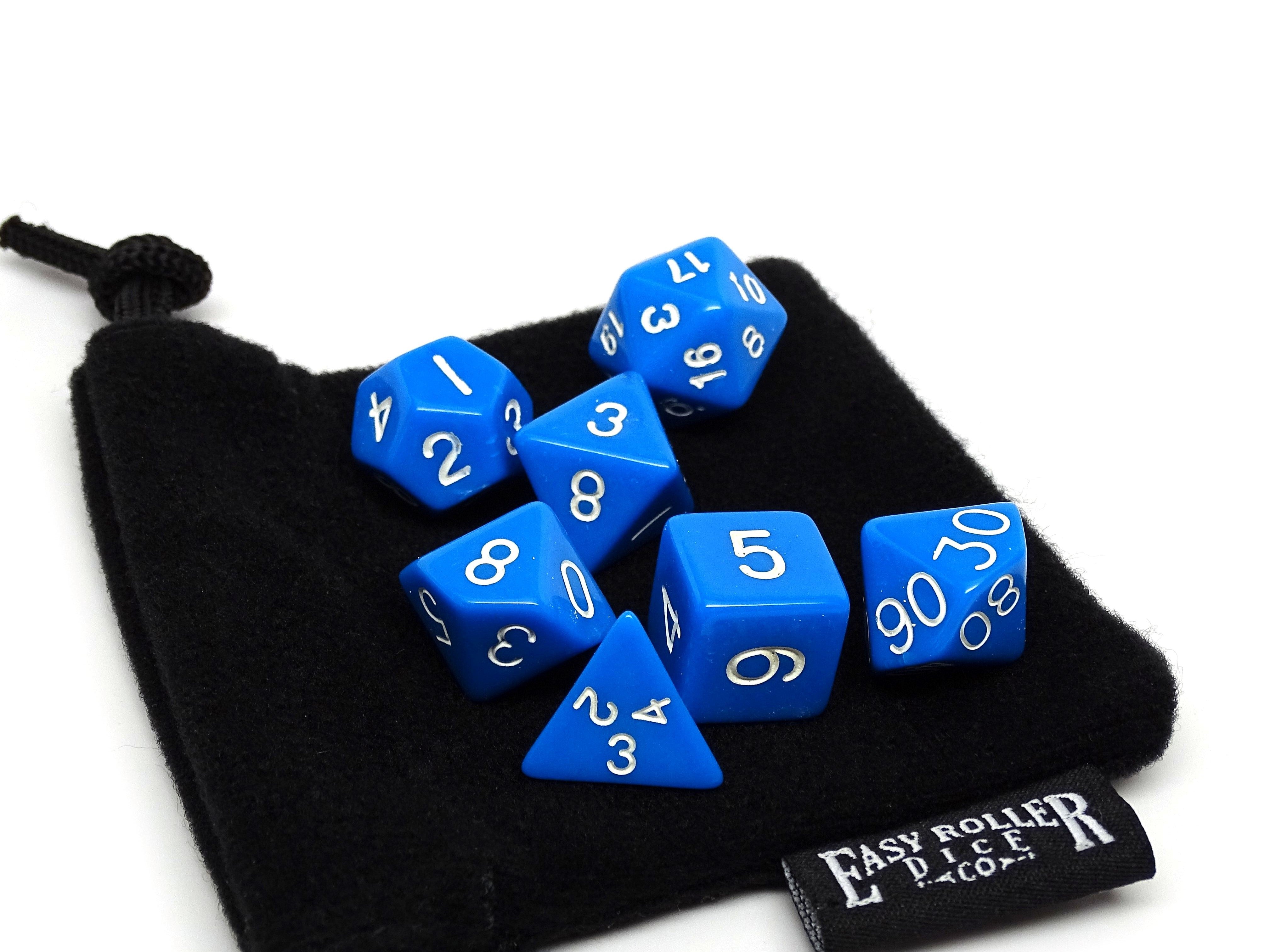 Blue Opaque Dice - 7 Piece Set - Bards & Cards