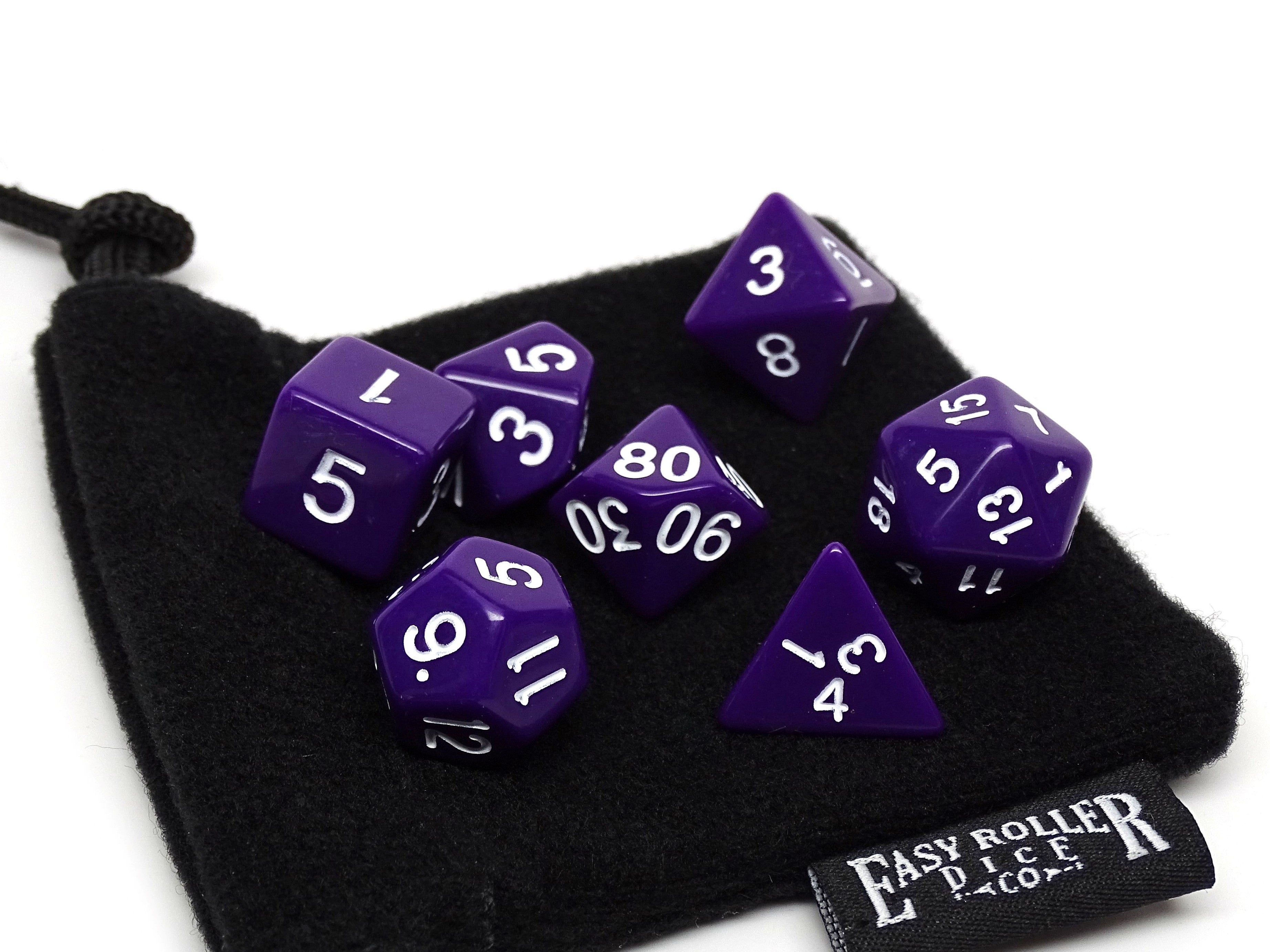 Purple Opaque Dice - 7 Piece Set - Bards & Cards