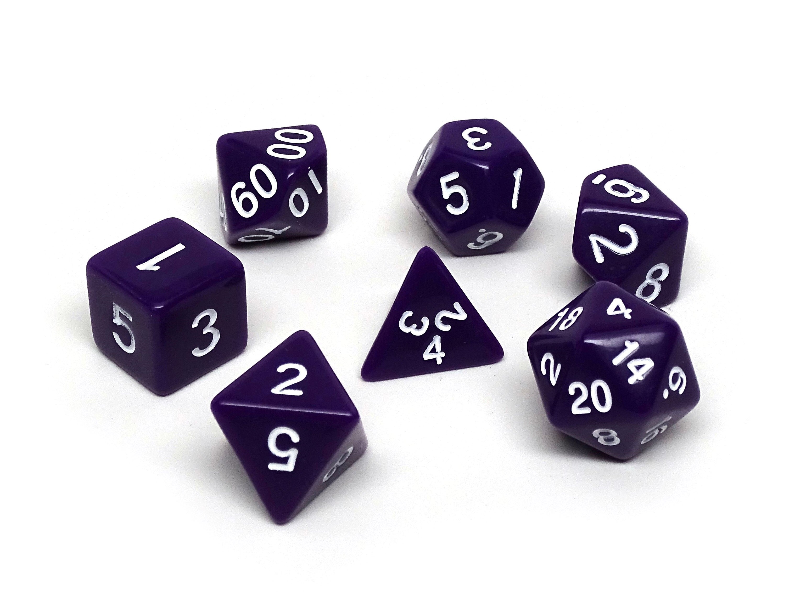 Purple Opaque Dice - 7 Piece Set - Bards & Cards