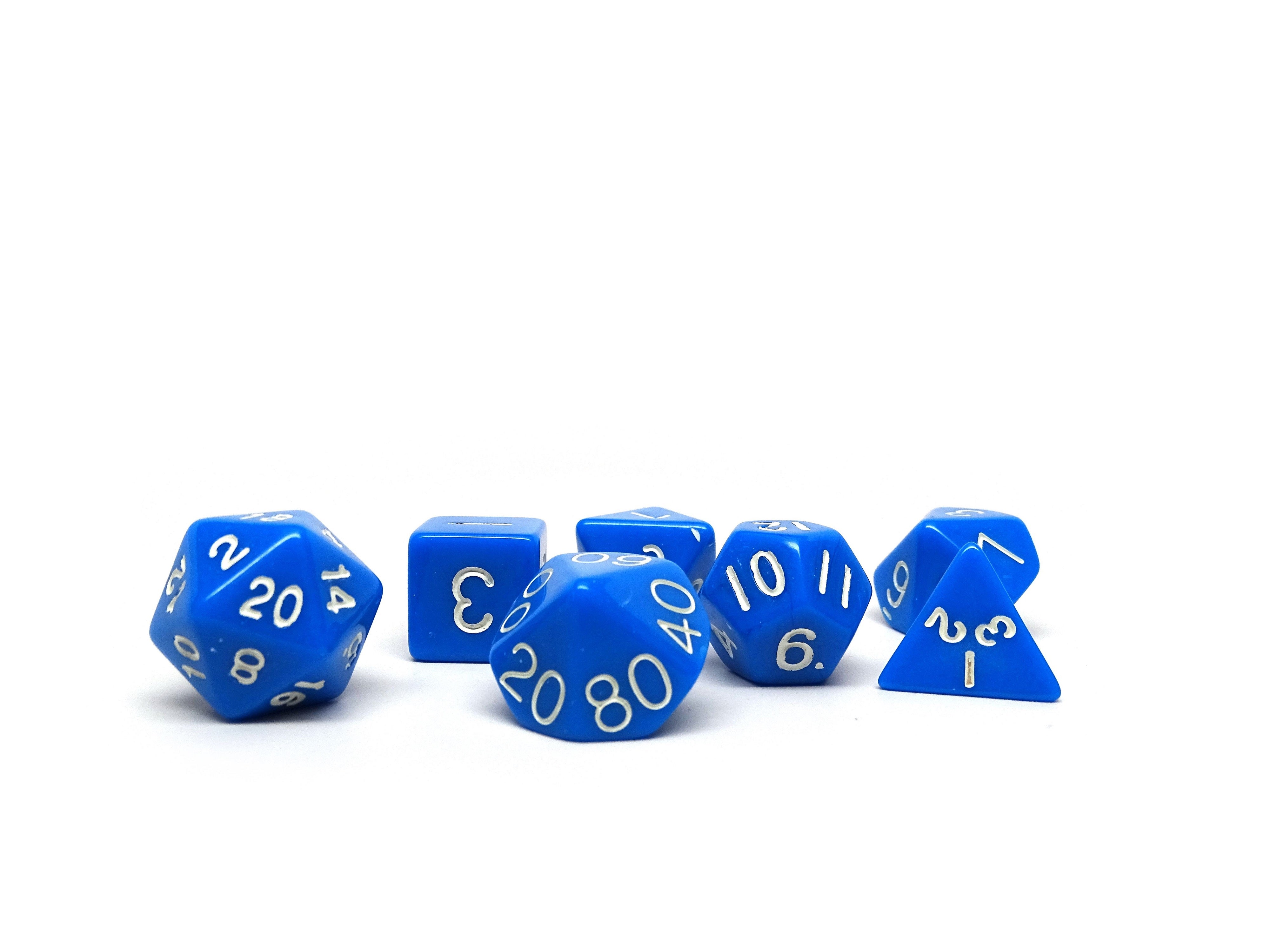 Blue Opaque Dice - 7 Piece Set - Bards & Cards