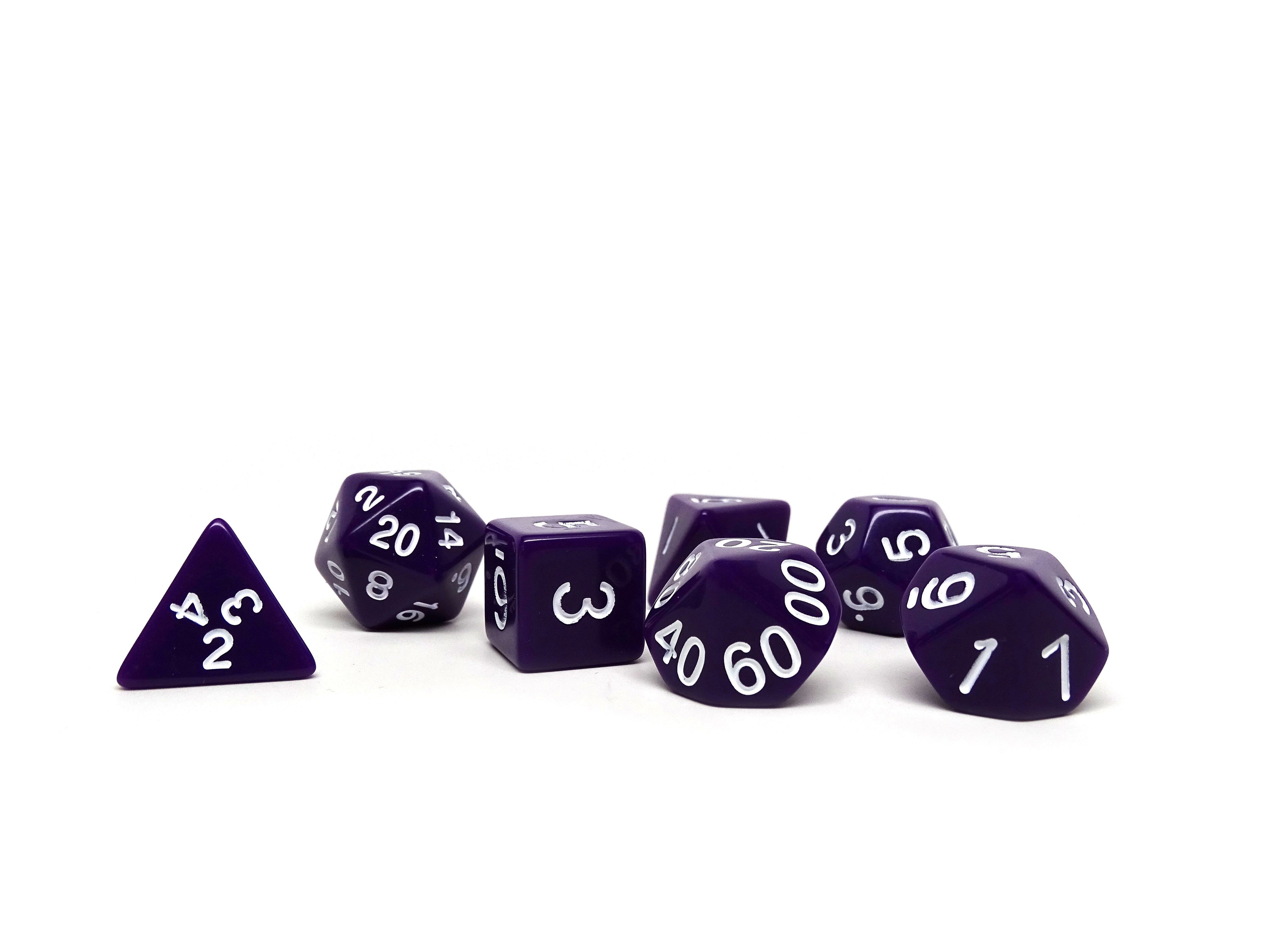 Purple Opaque Dice - 7 Piece Set - Bards & Cards