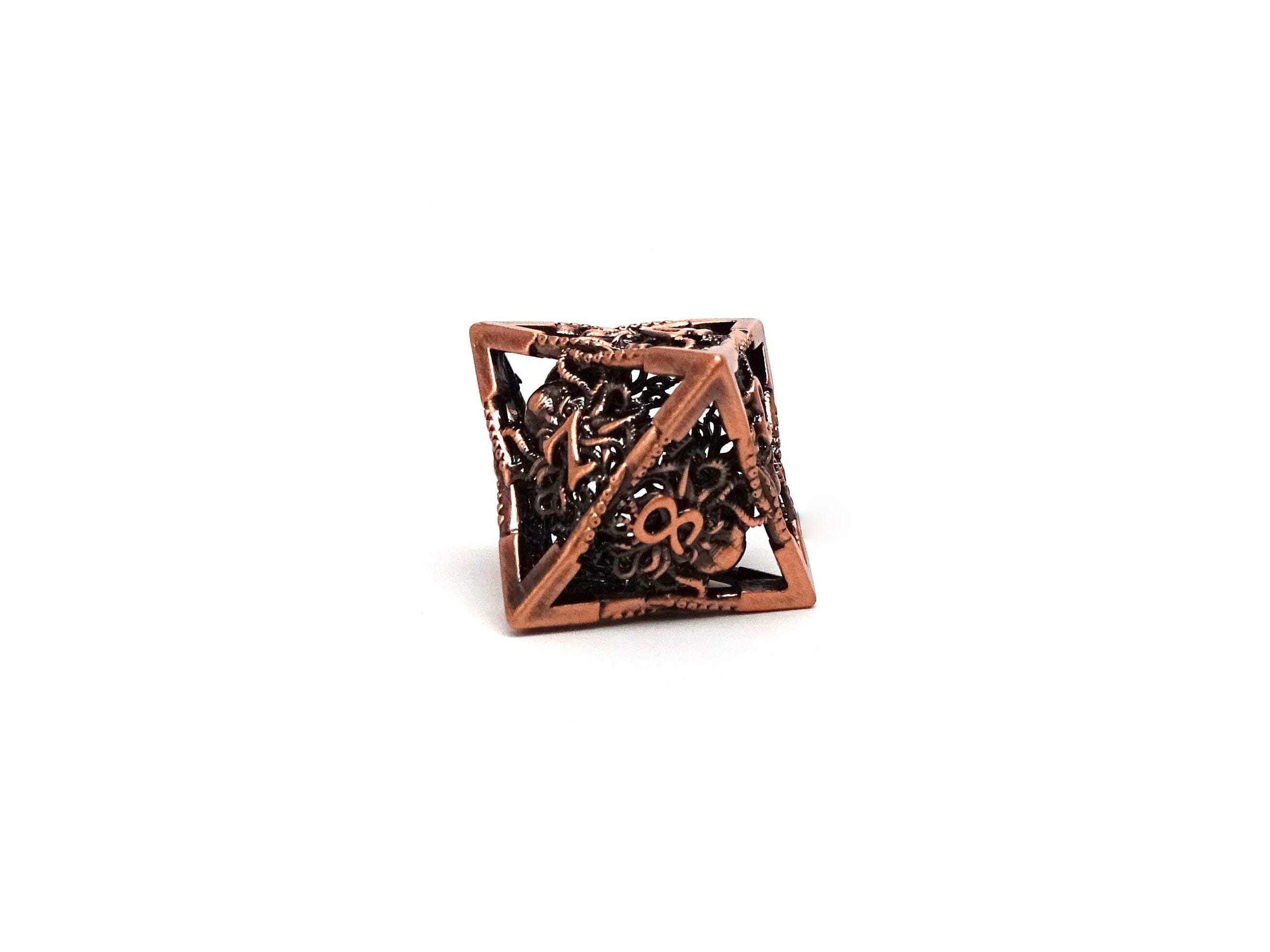 Hollow Metal Copper Cthulhu Dice Set - Bards & Cards