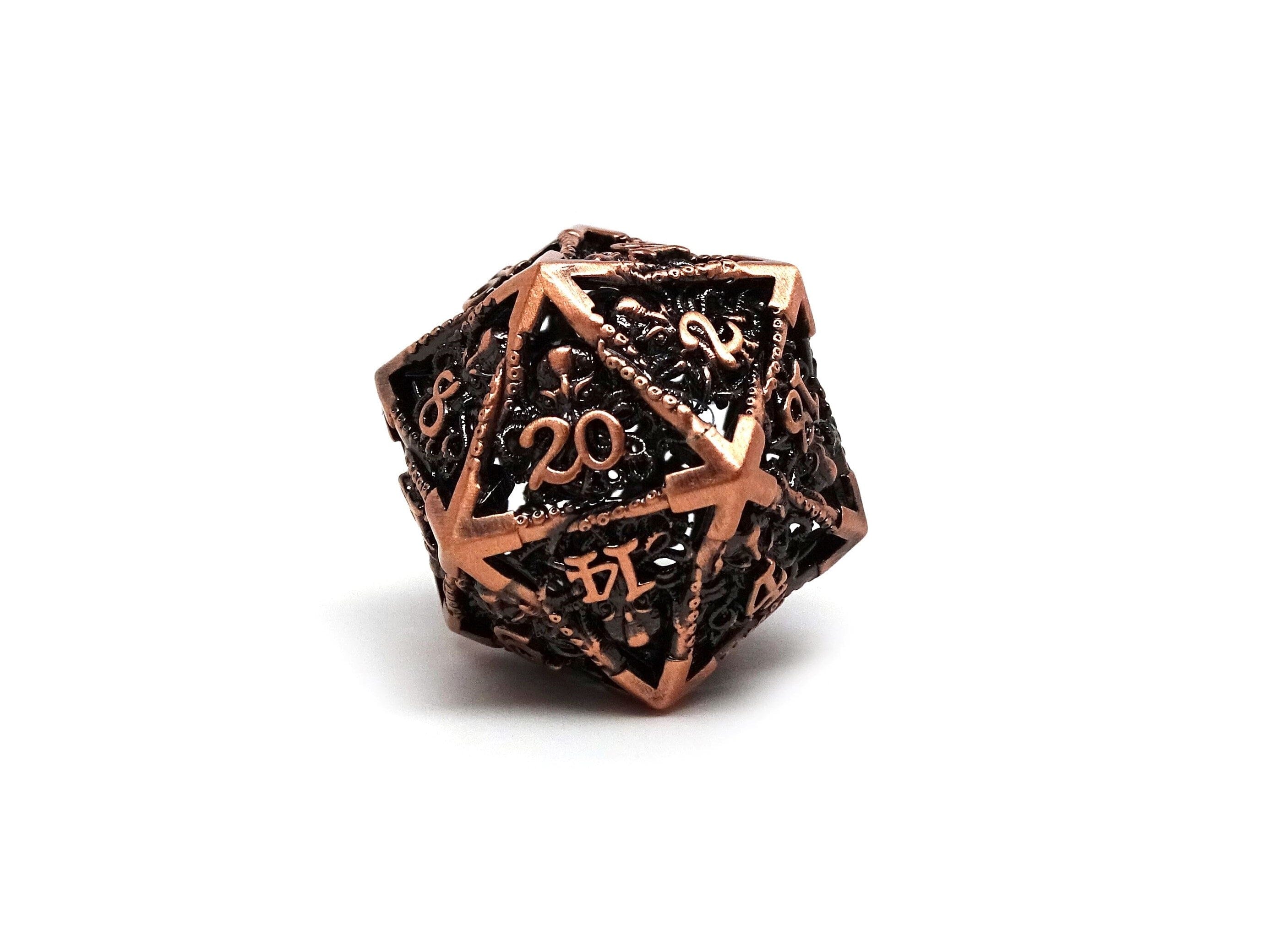 Hollow Metal Copper Cthulhu Dice Set - Bards & Cards