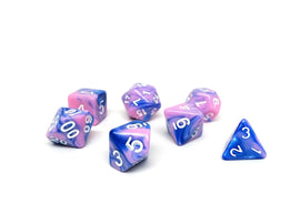 Pink and Blue Marble - 7 Piece Dice Collection - Bards & Cards