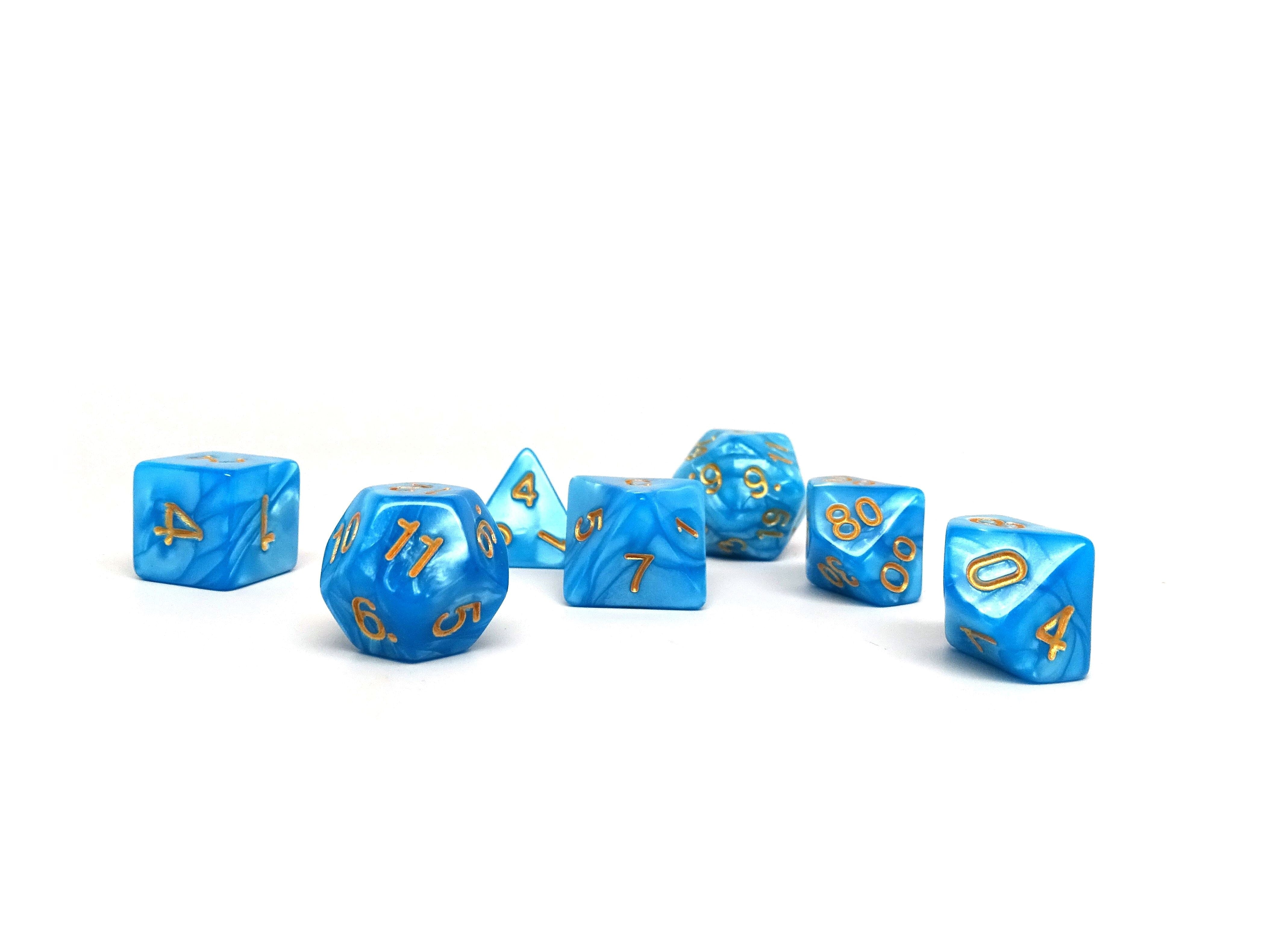 Frozen Blue Marble - 7 Piece Dice Collection - Bards & Cards