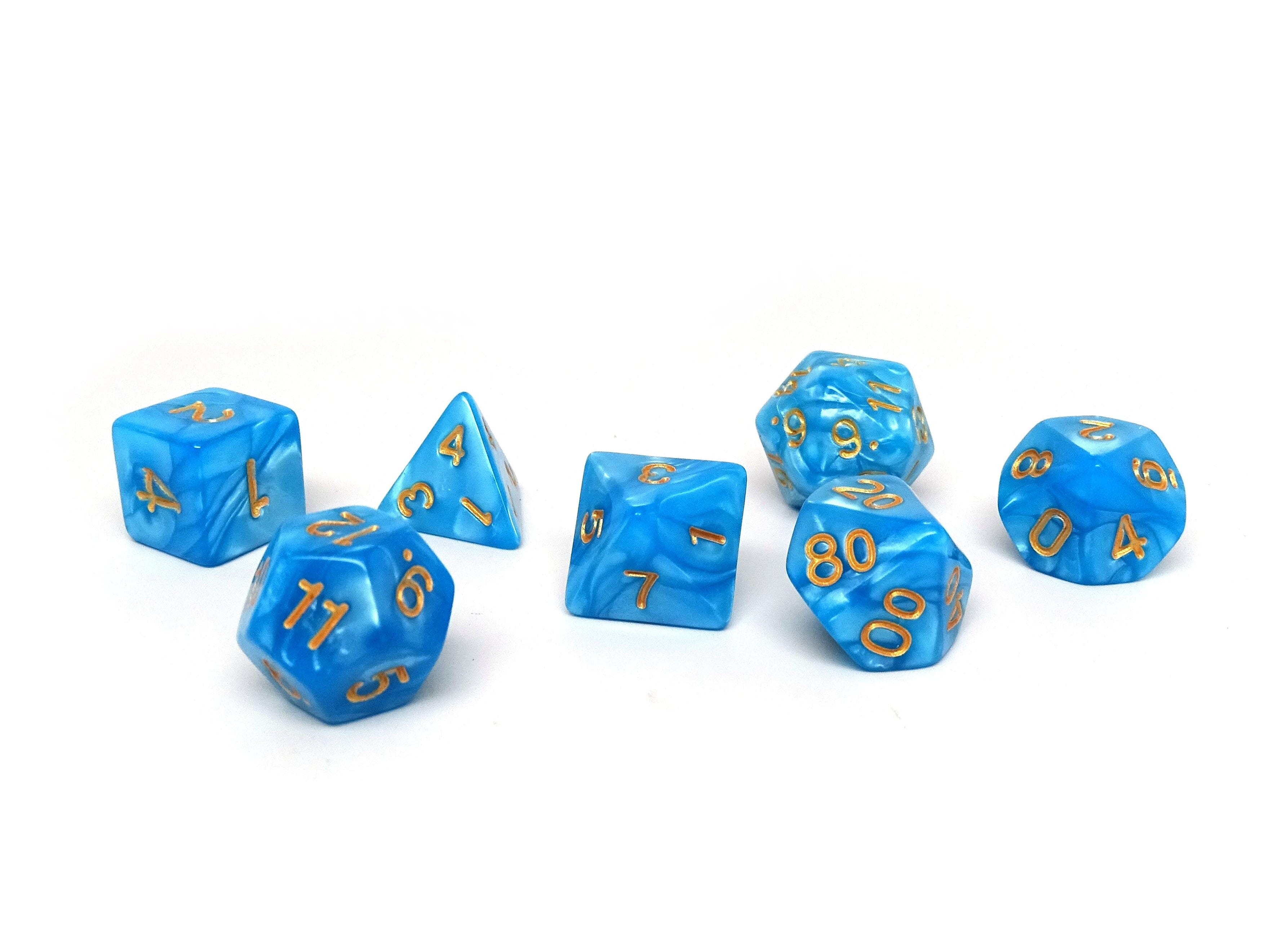 Frozen Blue Marble - 7 Piece Dice Collection - Bards & Cards