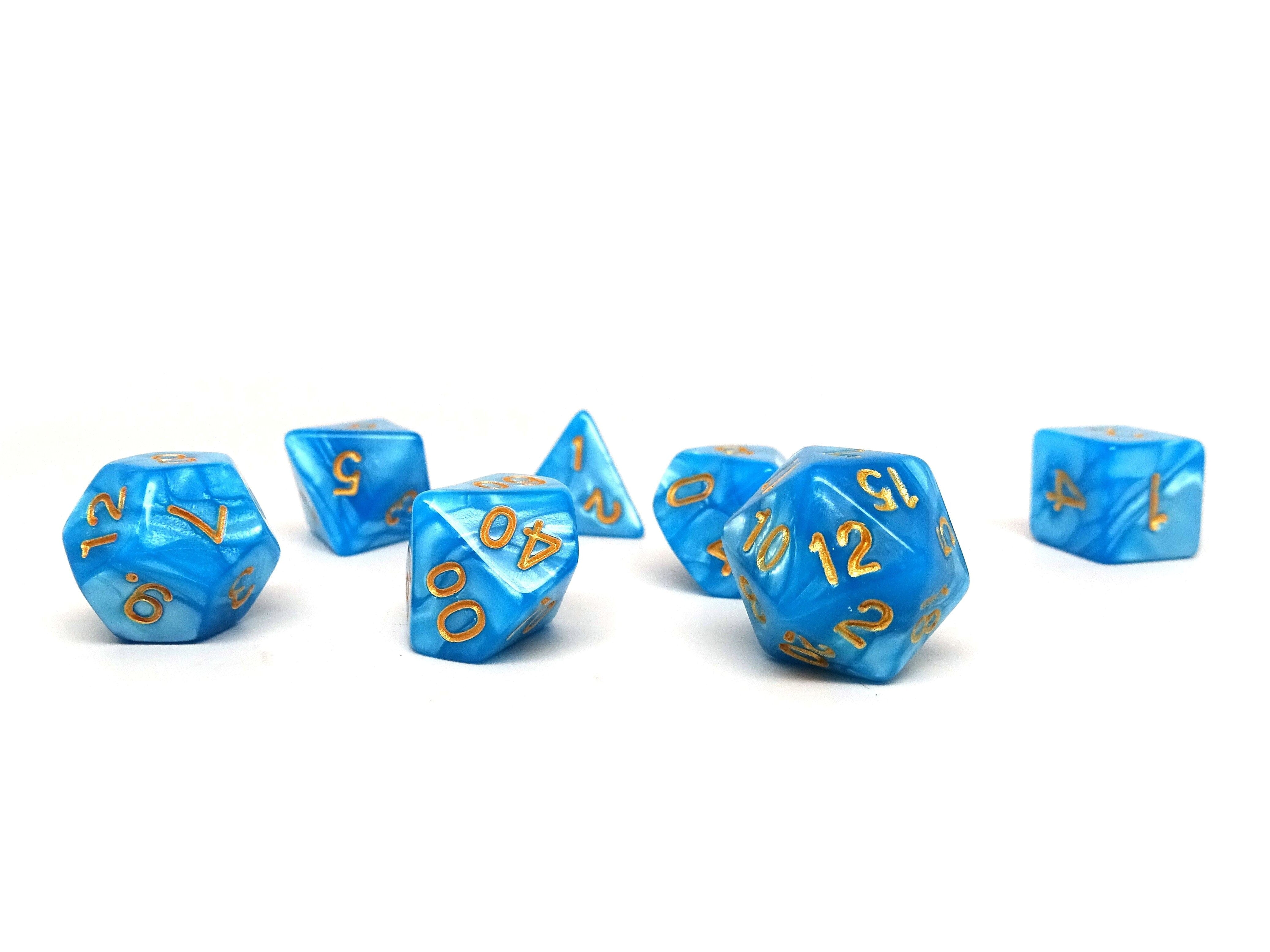 Frozen Blue Marble - 7 Piece Dice Collection - Bards & Cards