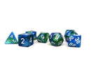 Green and Blue Marble - 7 Piece Dice Collection - Bards & Cards