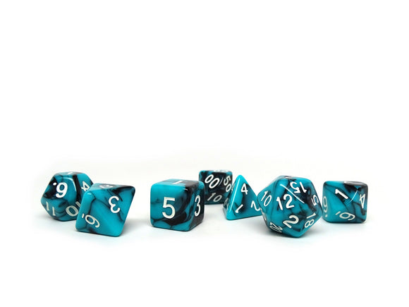 Teal and Black Marble - 7 Piece Set - Bards & Cards
