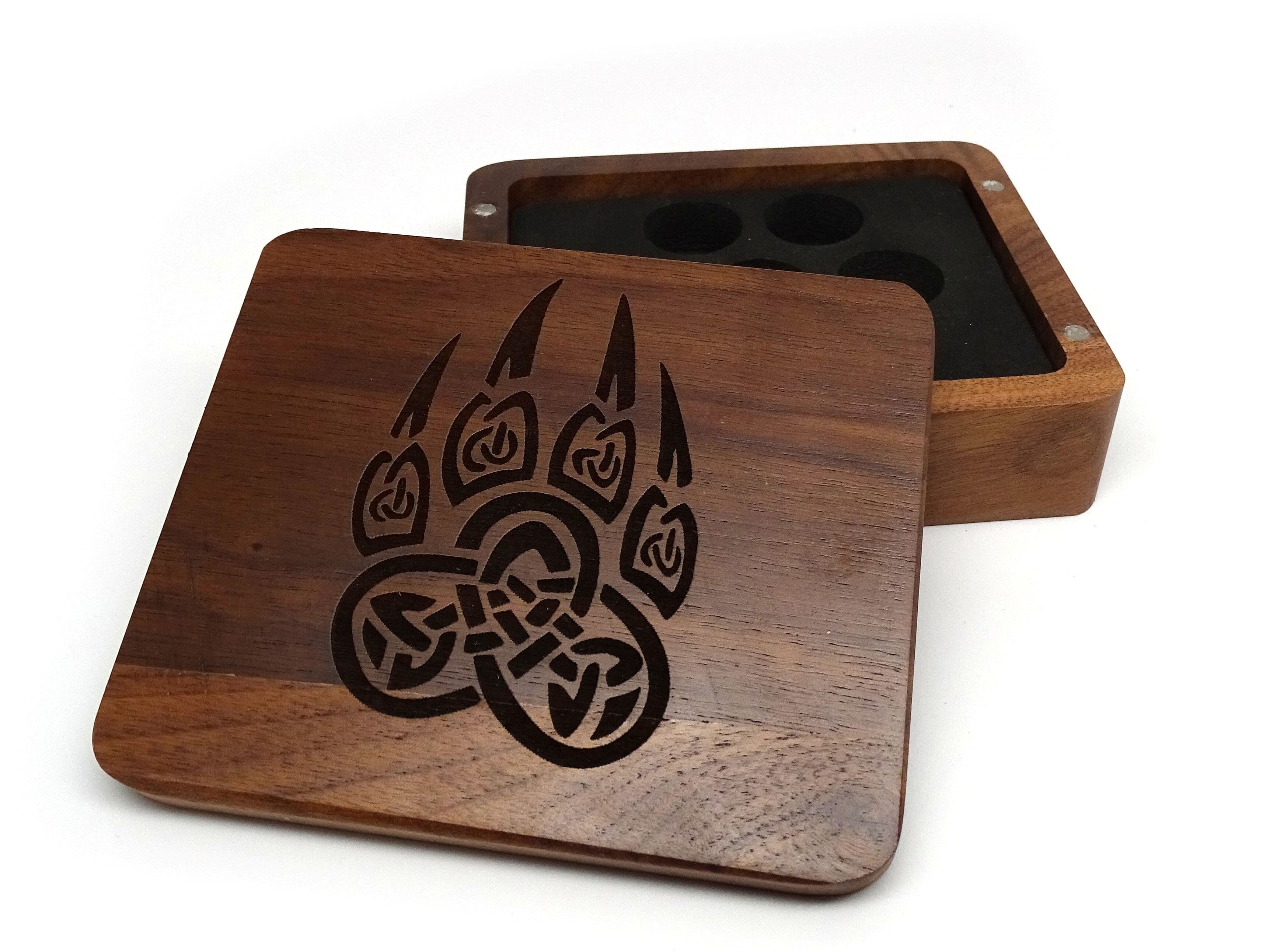 Druid Paw Wooden Dice Case - Bards & Cards