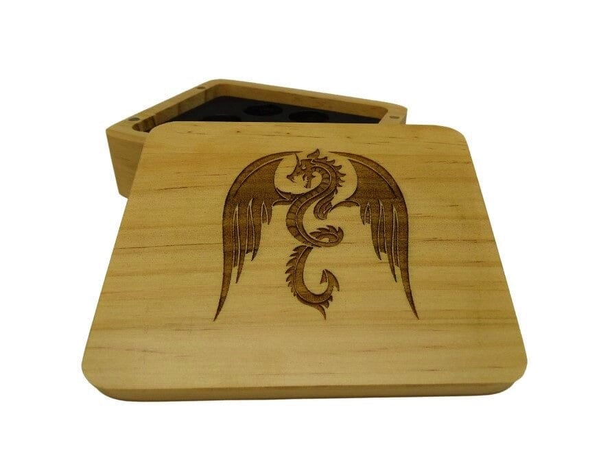 Flying Dragon Wooden Dice Case - Bards & Cards