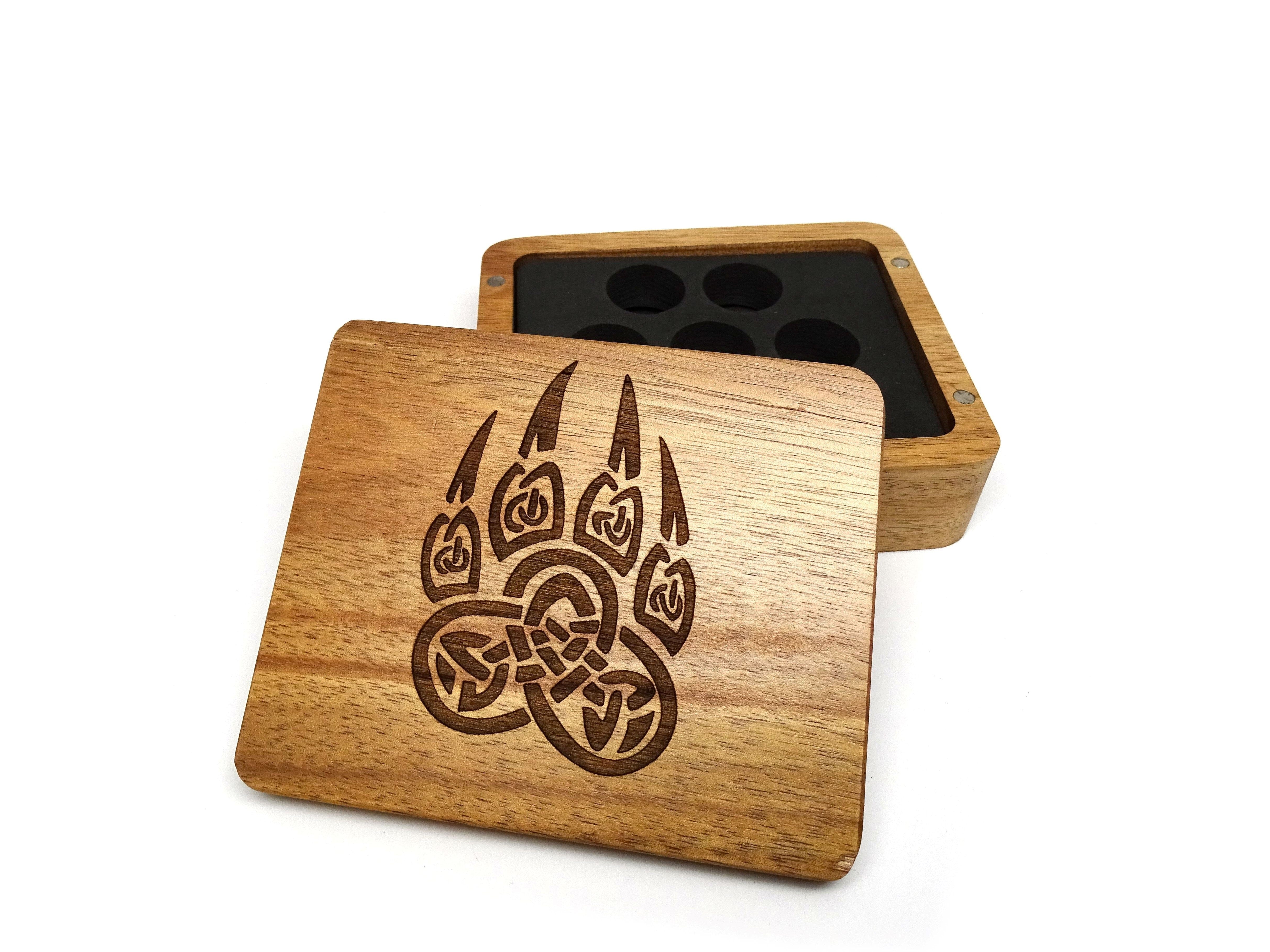 Druid Paw Wooden Dice Case - Bards & Cards