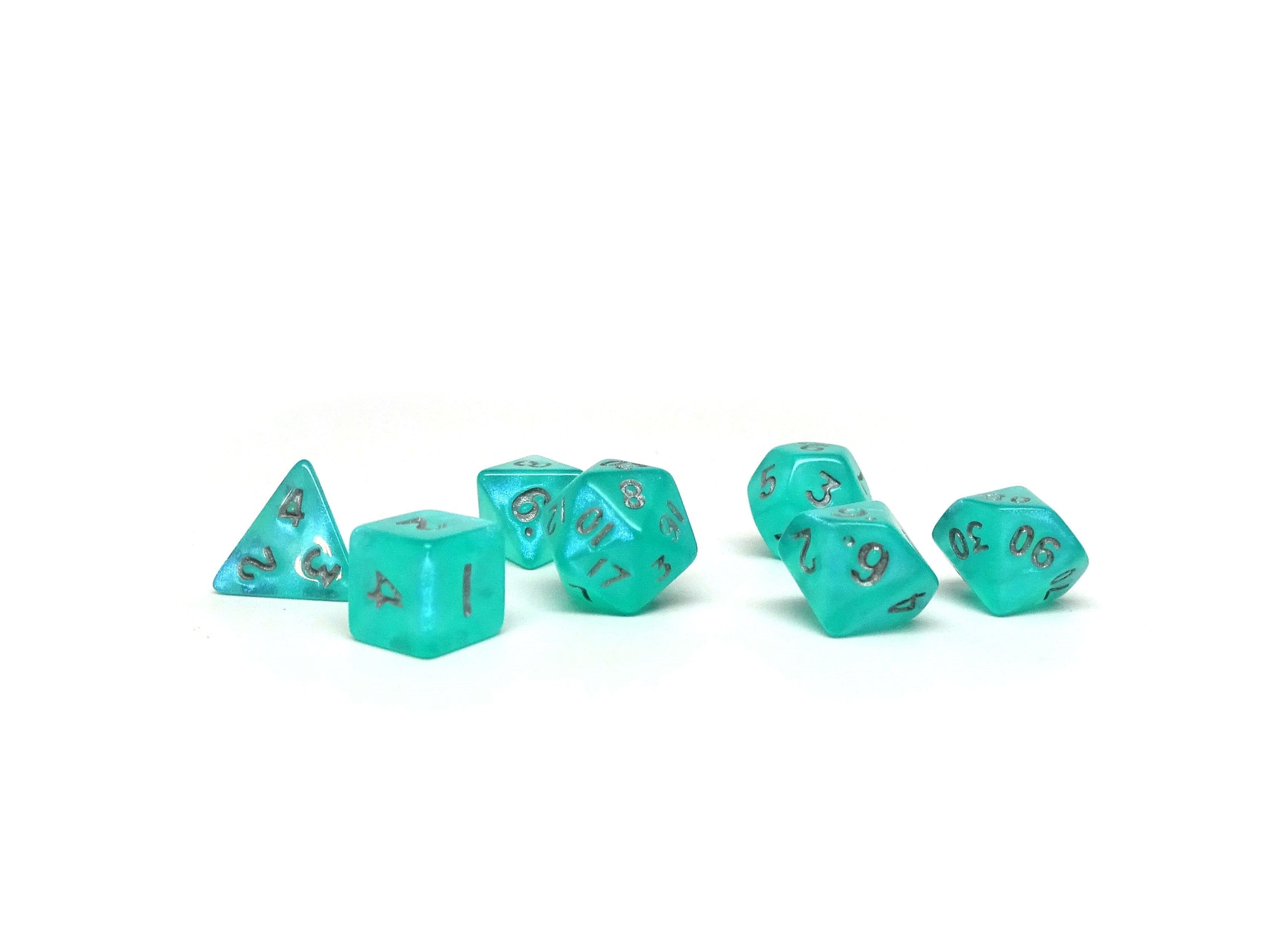 10mm Aqua Shine Mini Dice Set - Bards & Cards