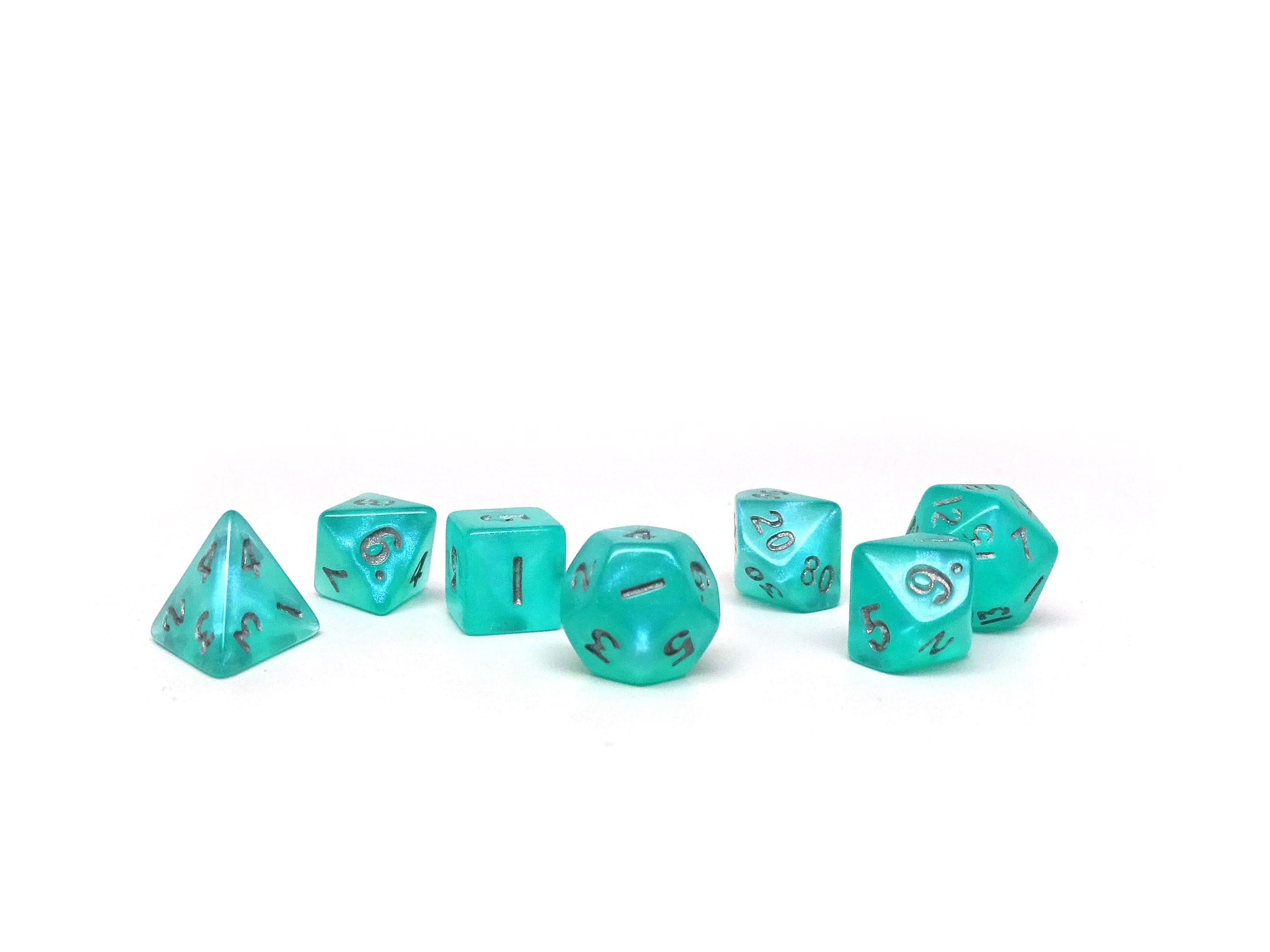 10mm Aqua Shine Mini Dice Set - Bards & Cards