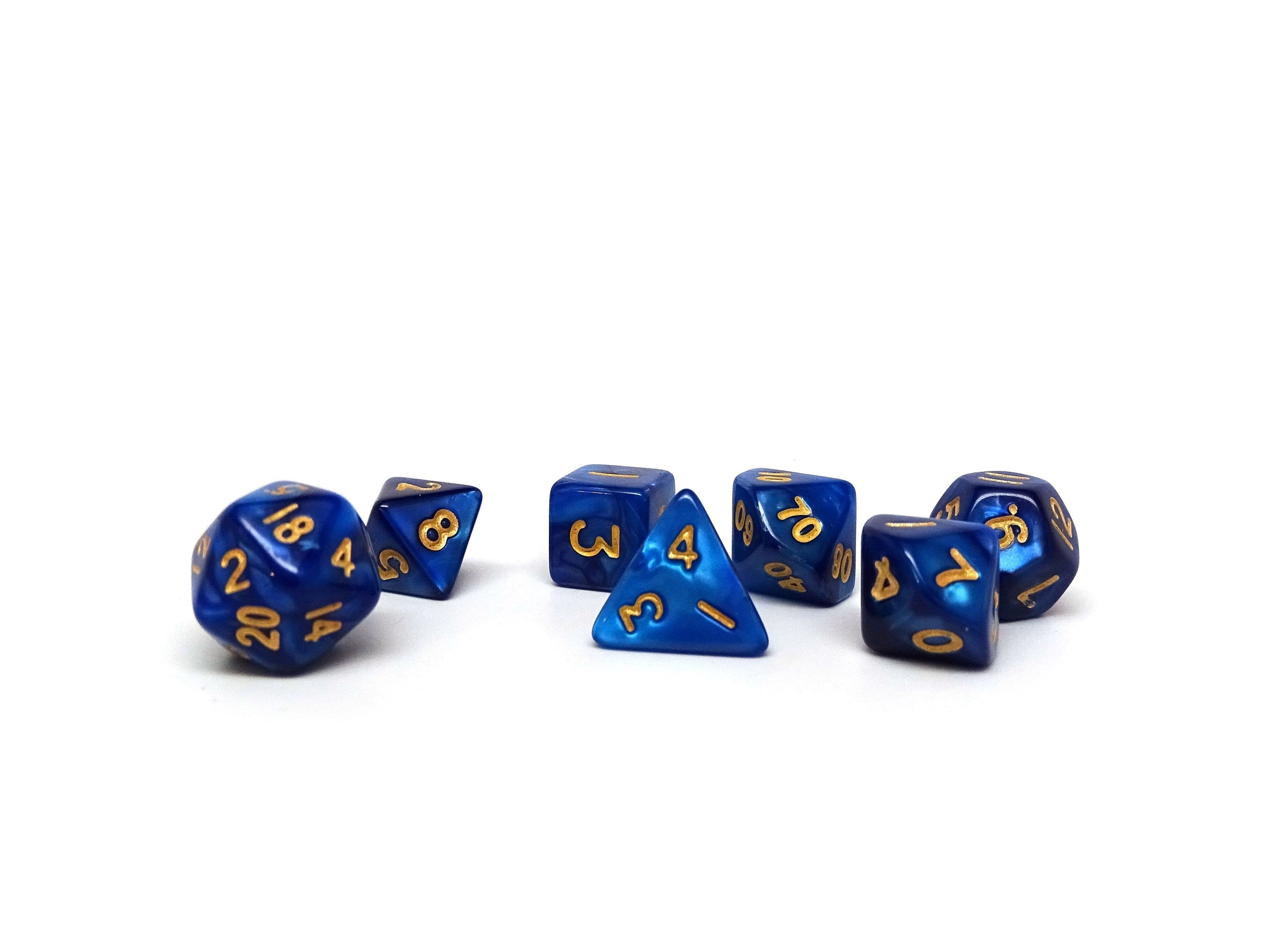 10mm Black and Blue Mini Dice Set - Bards & Cards