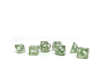 10mm Green Sparkle Mini Dice Set - Bards & Cards